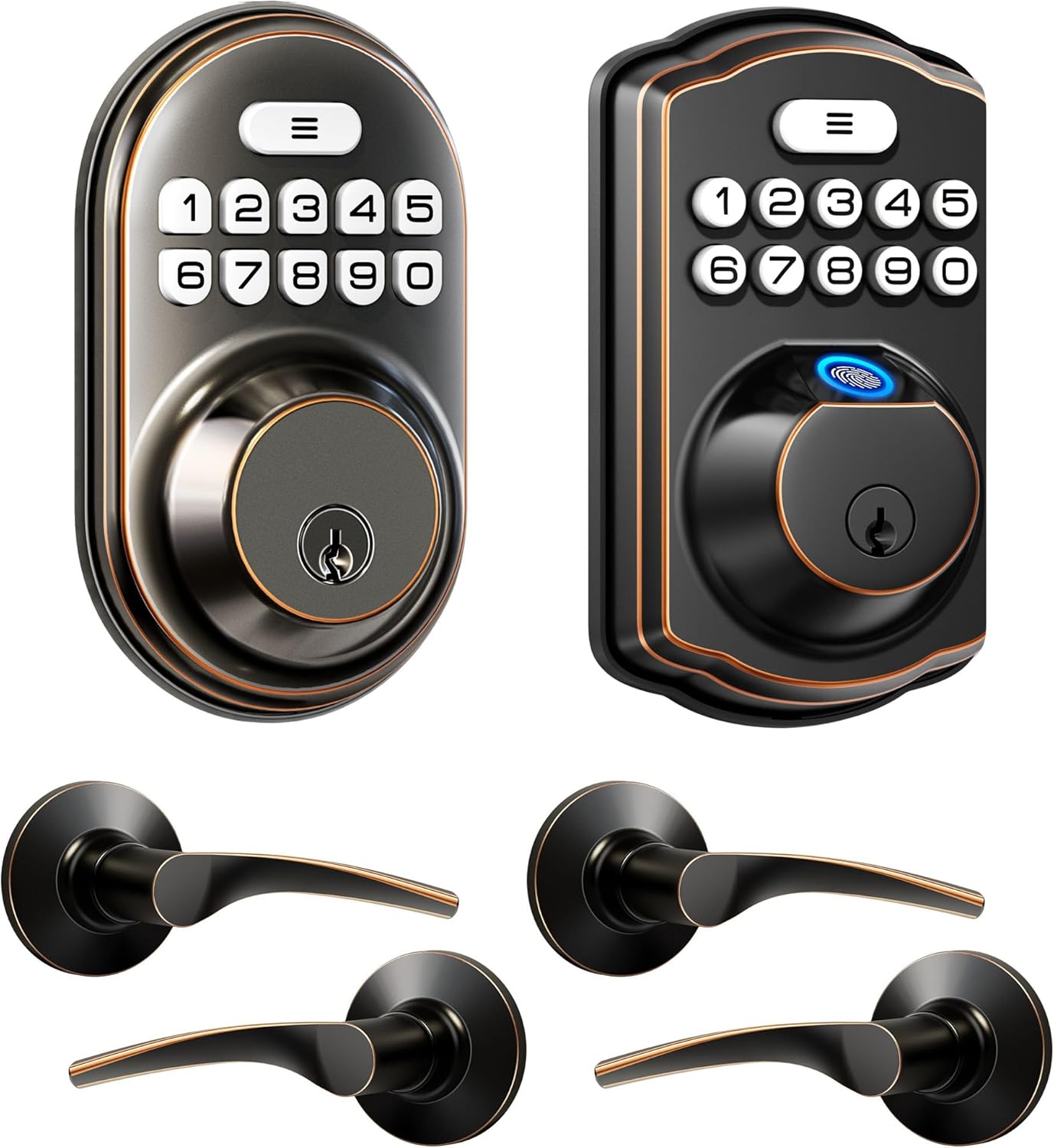 Veise Keyless Entry Door Lock with 2 Lever Handles