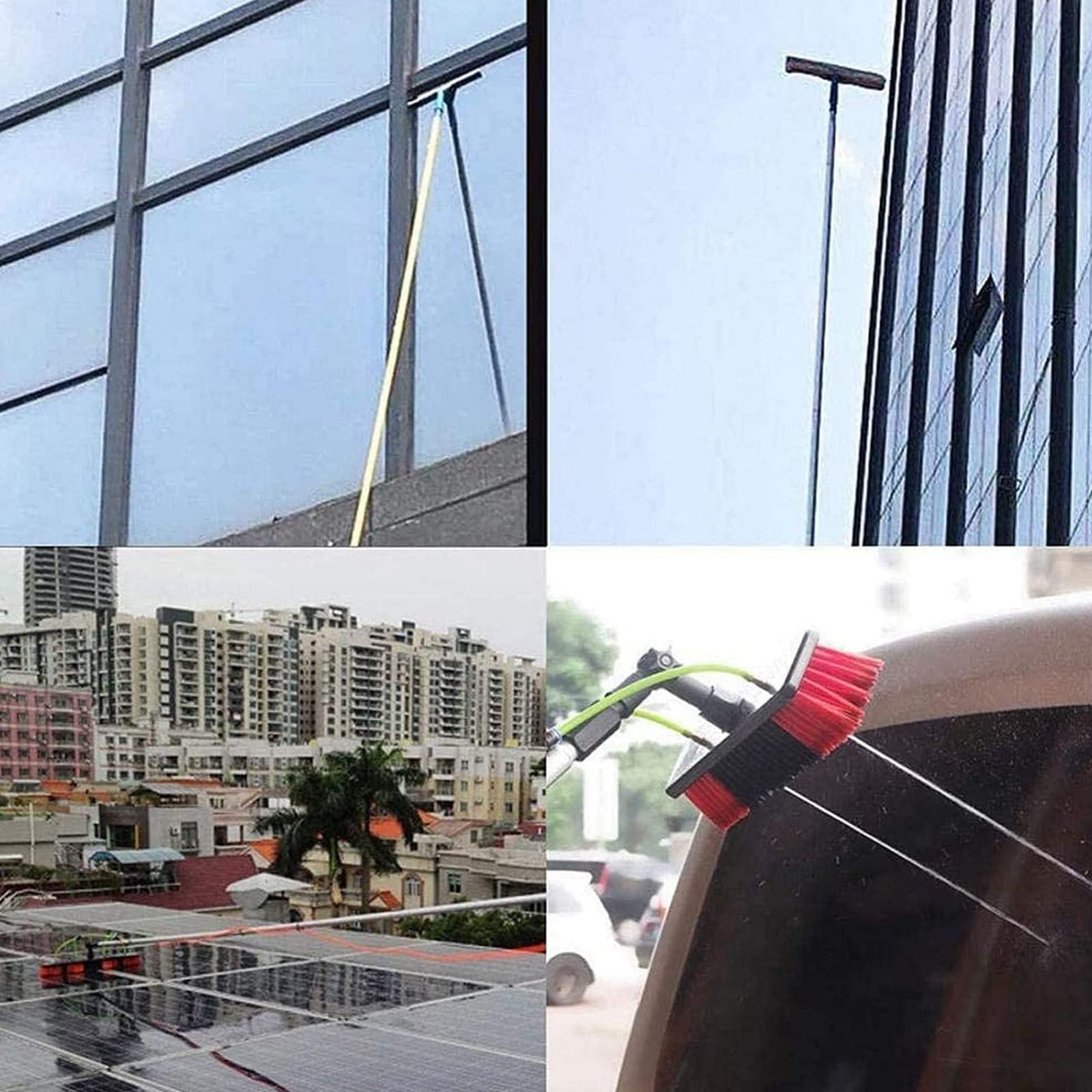 Kit Extensible para Limpieza de Ventanas: Equipo de Limpieza de Paneles solares de 4 a 12 m con pértiga con Suministro de Agua y cepillos para una Limpieza sin Esfuerzo d