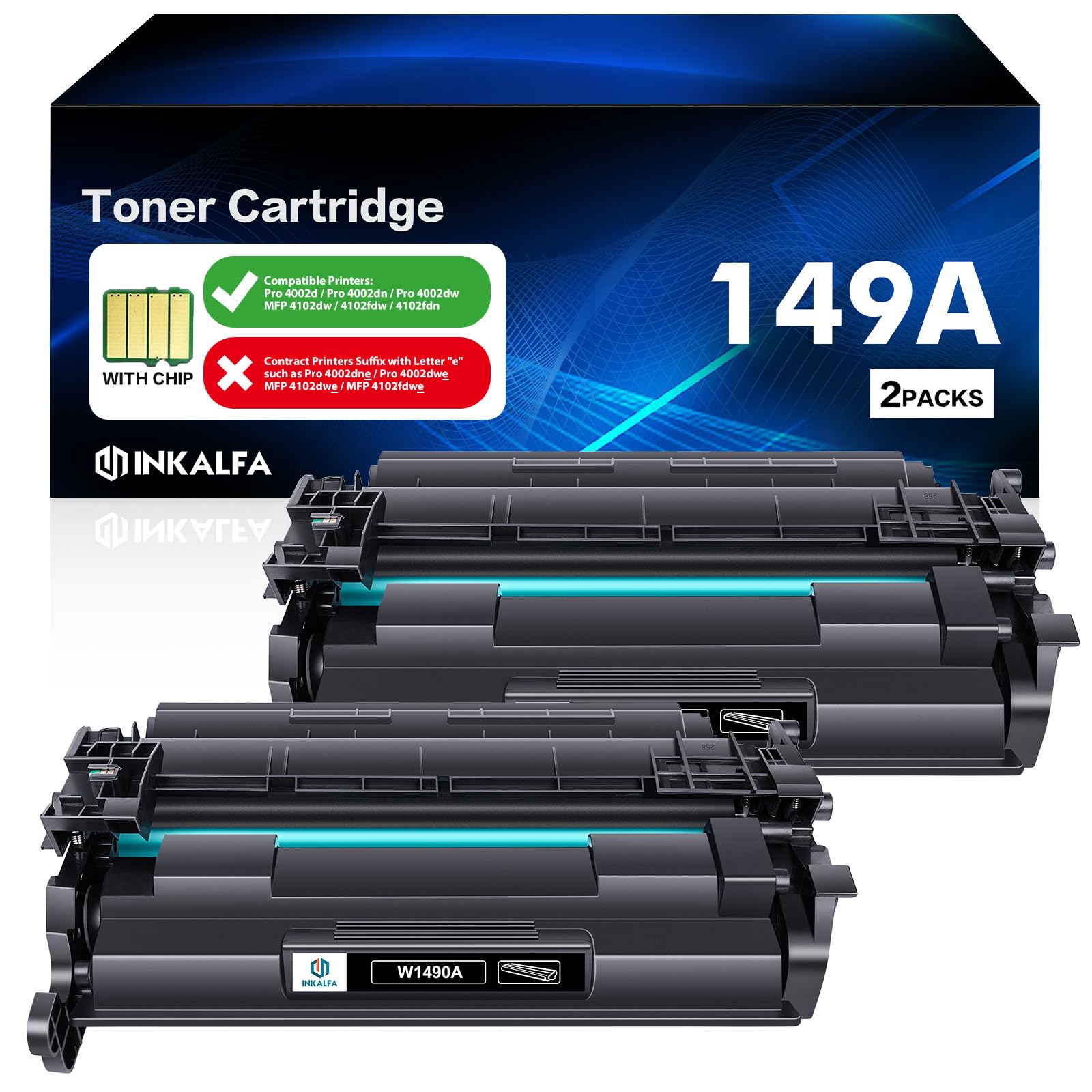 149A W1490A (With Chip) Toner Cartridge Compatible for HP 149A 149X, 2-Pack | Compatible for Pro 4002dn 4002d 4002dw 4002 MFP 4102fdw 4102dw 4102fdn 4102 W1490A W1490X Black-image-18