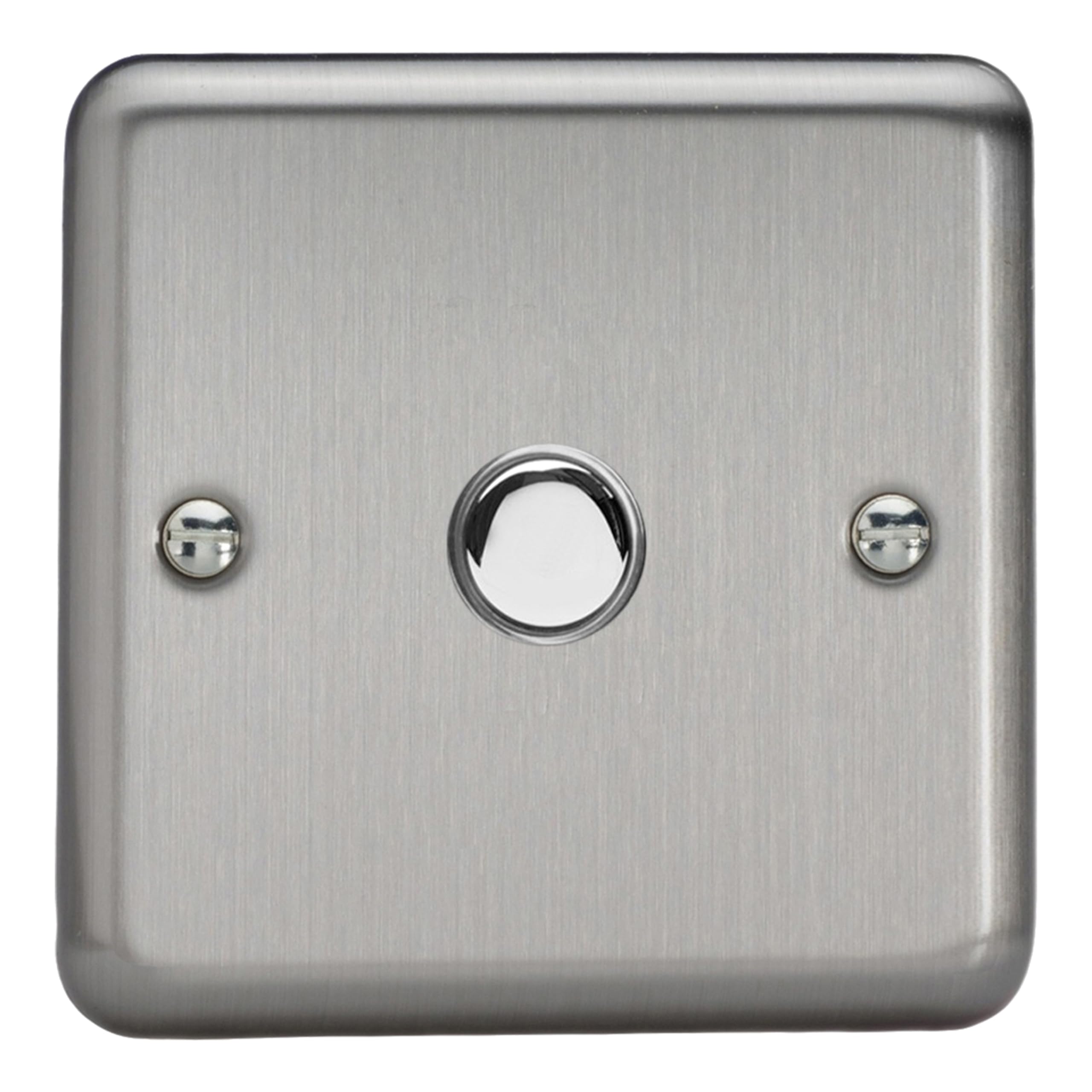Varilight Single Impulse Light Switch 2-Way - Value Matt Chrome with Chrome Button, 86x86x23mm