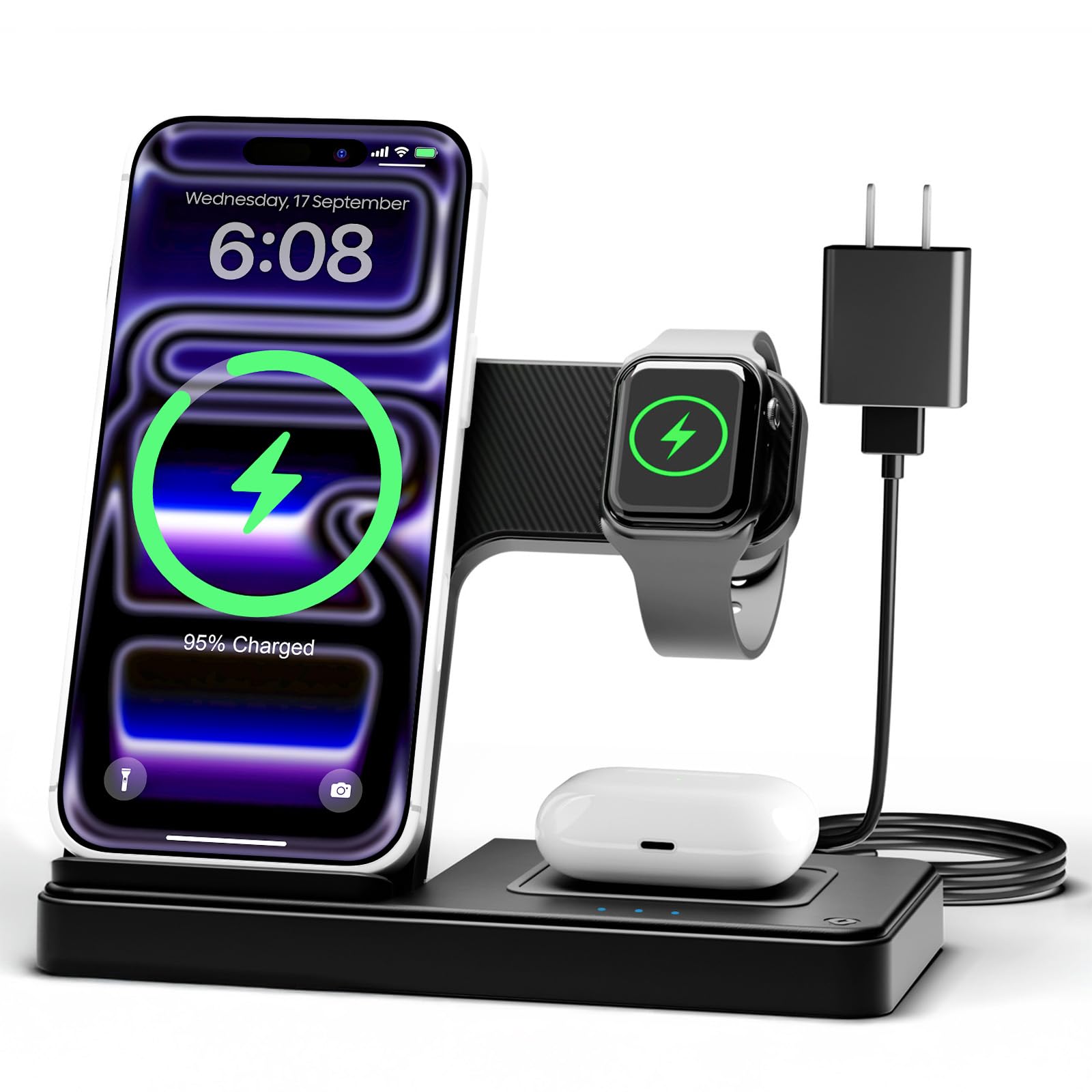 GETPALS Wireless Charger iPhone Charging Station: 3 in 1 Charger