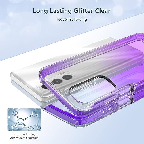 Miniatura 2 de Rosebono Compatible con Samsung Galaxy A73 5G, funda híbrida transparente degradado transparente para Samsung Galaxy A73 5G (morado)