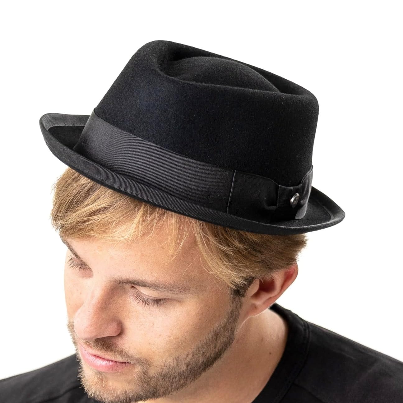 LIERYS Diamond Crown Pork Pie Filzhut Damen Herren Sommer Winter