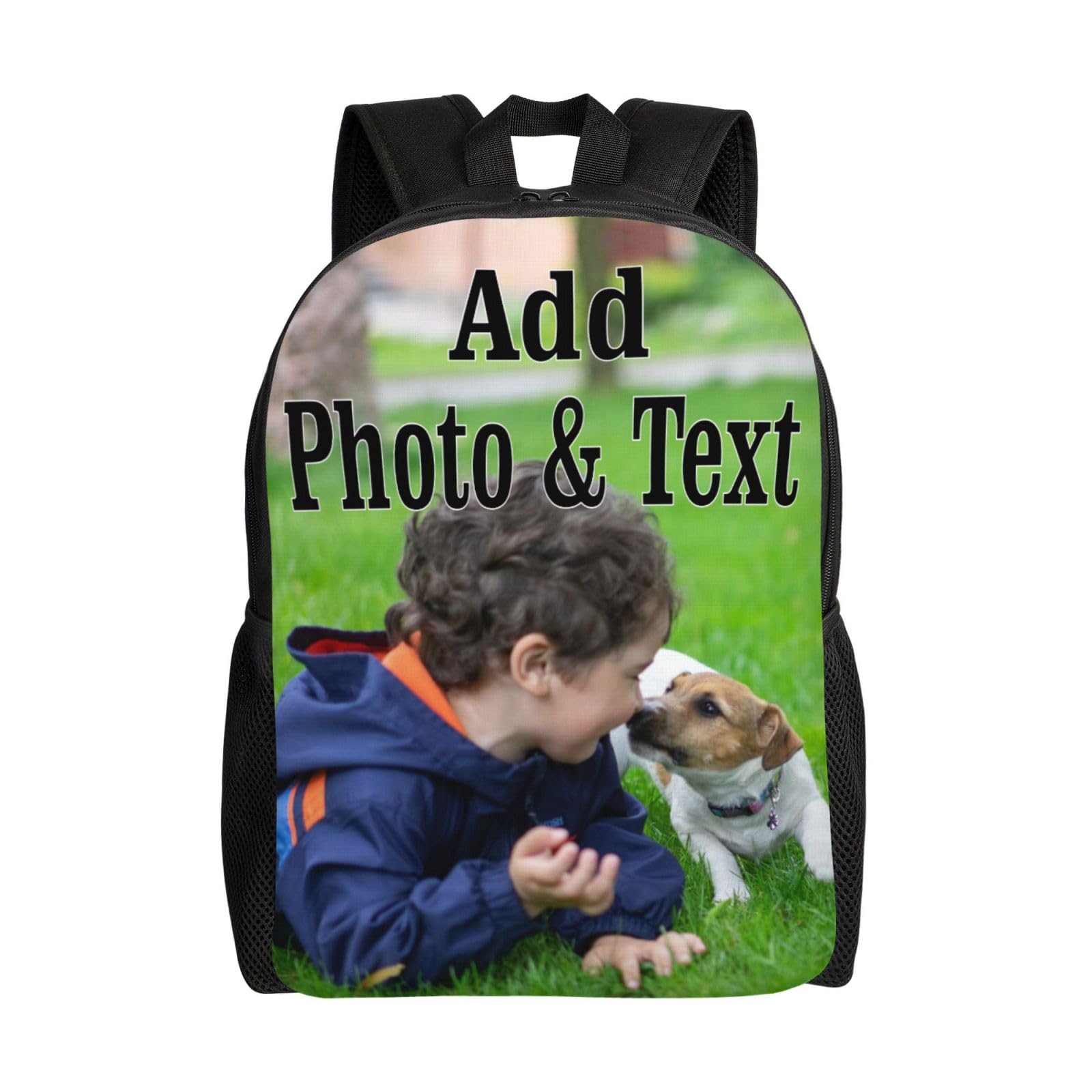 YIJIUWKISCustom Backpack with Your Photo Text Logo Name Personalised Rucksack for Women, Men, Teenagers Customised Casual Bag Unisex Laptop Backpack for Travel, Business, Work, Uni, School Bag