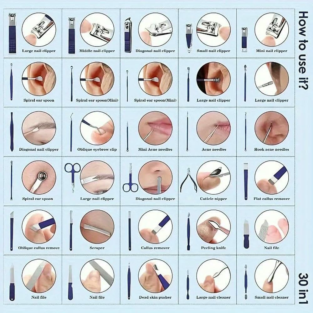 Zestaw obcinaczy do paznokci 30 w 1 manicure(Blue)