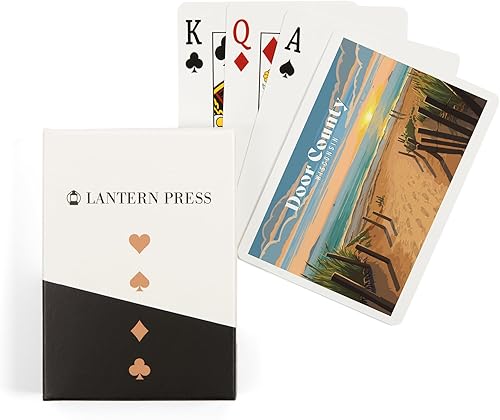 Lantern Press Door County, Wisconsin, Painterly, Sand Soul Sun, Beach Path, 52 Playing Cards for Adults, Poker Size Card Deck