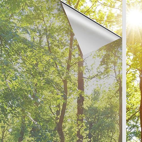 Kromapolis Película para ventana, espejo unidireccional para ventana, privacidad día y noche, película de vidrio decorativa reflectante con bloqueo