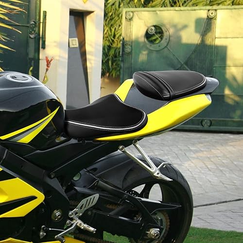 Miniatura 2 de TCT-MOTORPARTS Cojín de asiento del conductor y del pasajero para Suzuki GSXR1000 GSXR-1000 2005-2006 05 (negro y blanco)