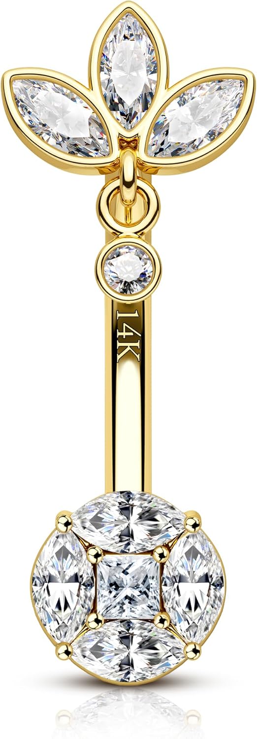 COCHARM 14K Gold Belly Button Rings...