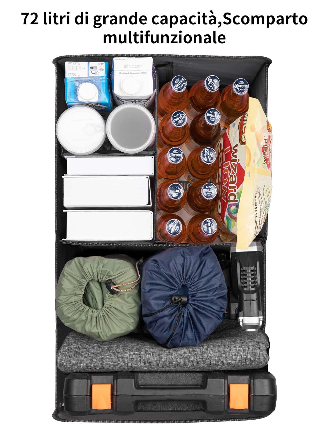 YOHOOLYO Car Trunk Organizer for SUV 72L Large Capacity Collapsible 4 Compartment Storage Multicolor Car Accessories for Women — view 12