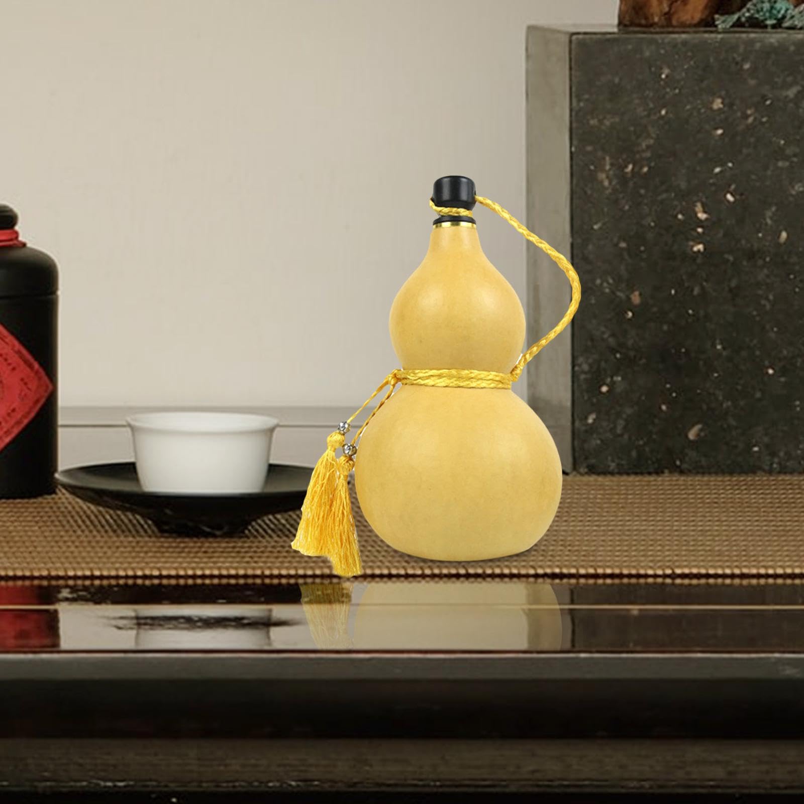 Baoblaze Kürbis-Wasserflasche, Kürbis-Weinflasche, Outdoor-Aktivitäten, Trinkkürbis, Kunsthandwerk, Schnapskessel für die Schreibtischdekoration zu Hause, gelb groß