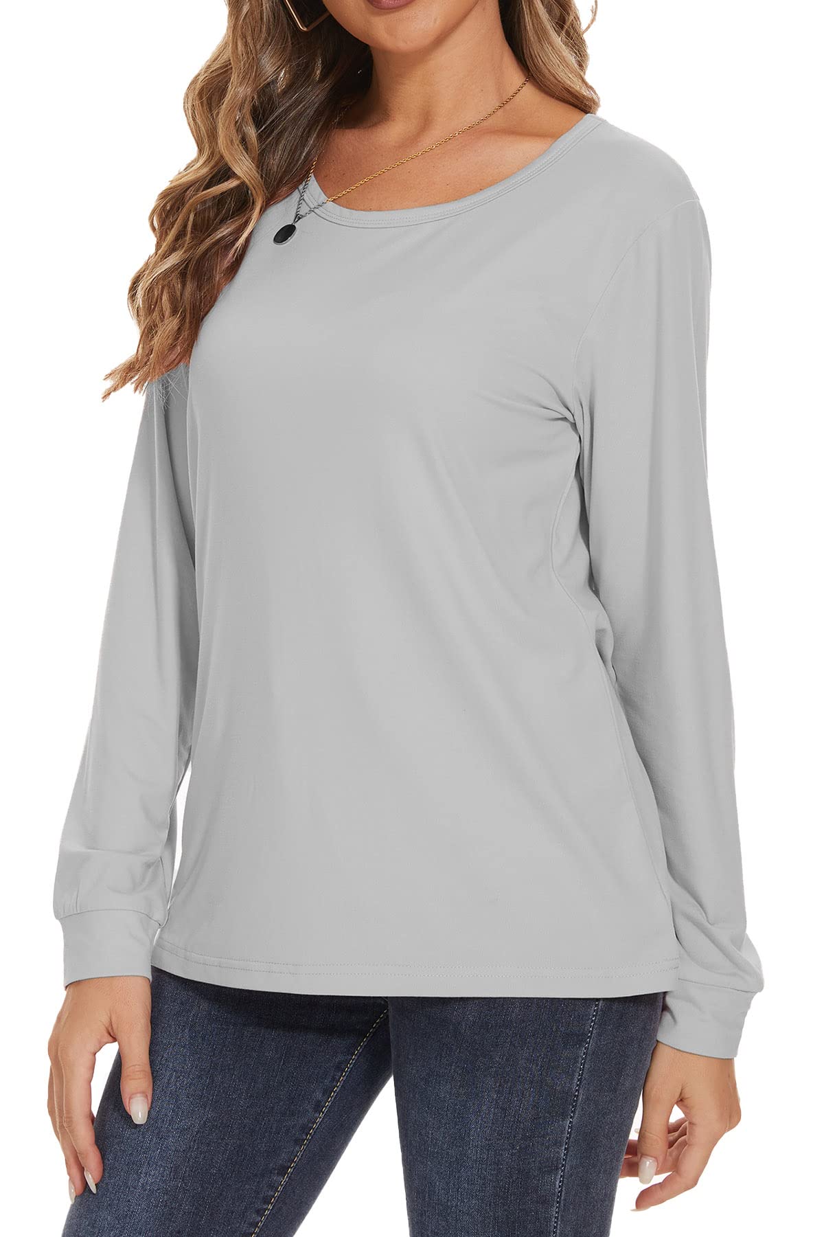SMENGLadies Thermal Tops Long Sleeve Plain Women's Shirts