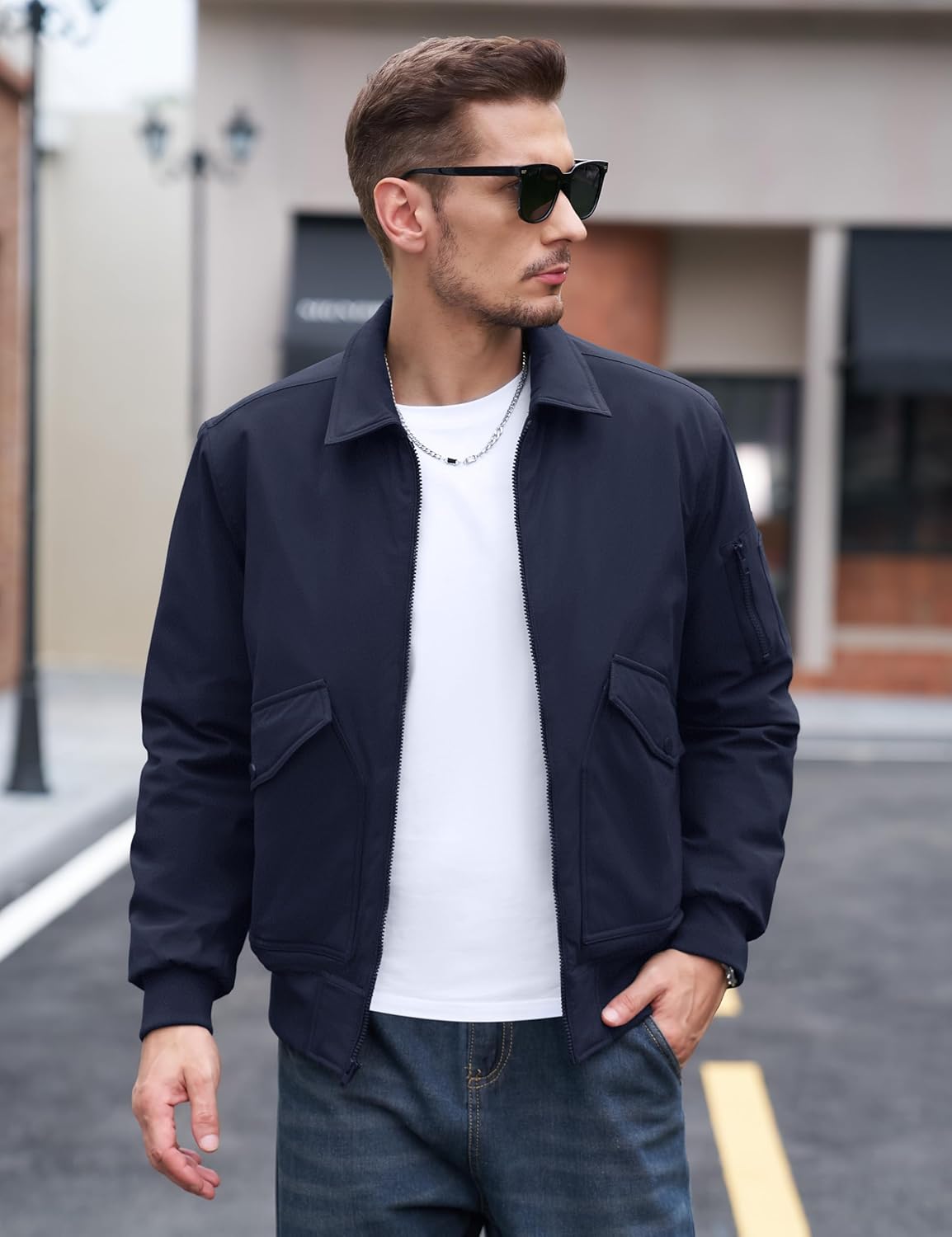 TACVASEN Men's Bomber Jacket Thick Quilted Jackets Zip Up Water Repellent Windproof Winter Warm Coat with 6 Pockets - Image 2