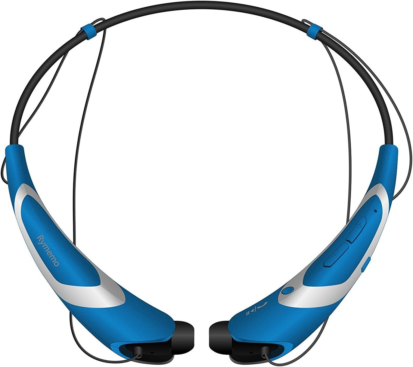 Bluetooth Headphones/Headset Rymemo Metallic-Feeling Soft Polishing Wireless Music Earphones Stereo Earbuds Sports/Running Magnetic Neckband Style for Cellphone, Silver-Blue
