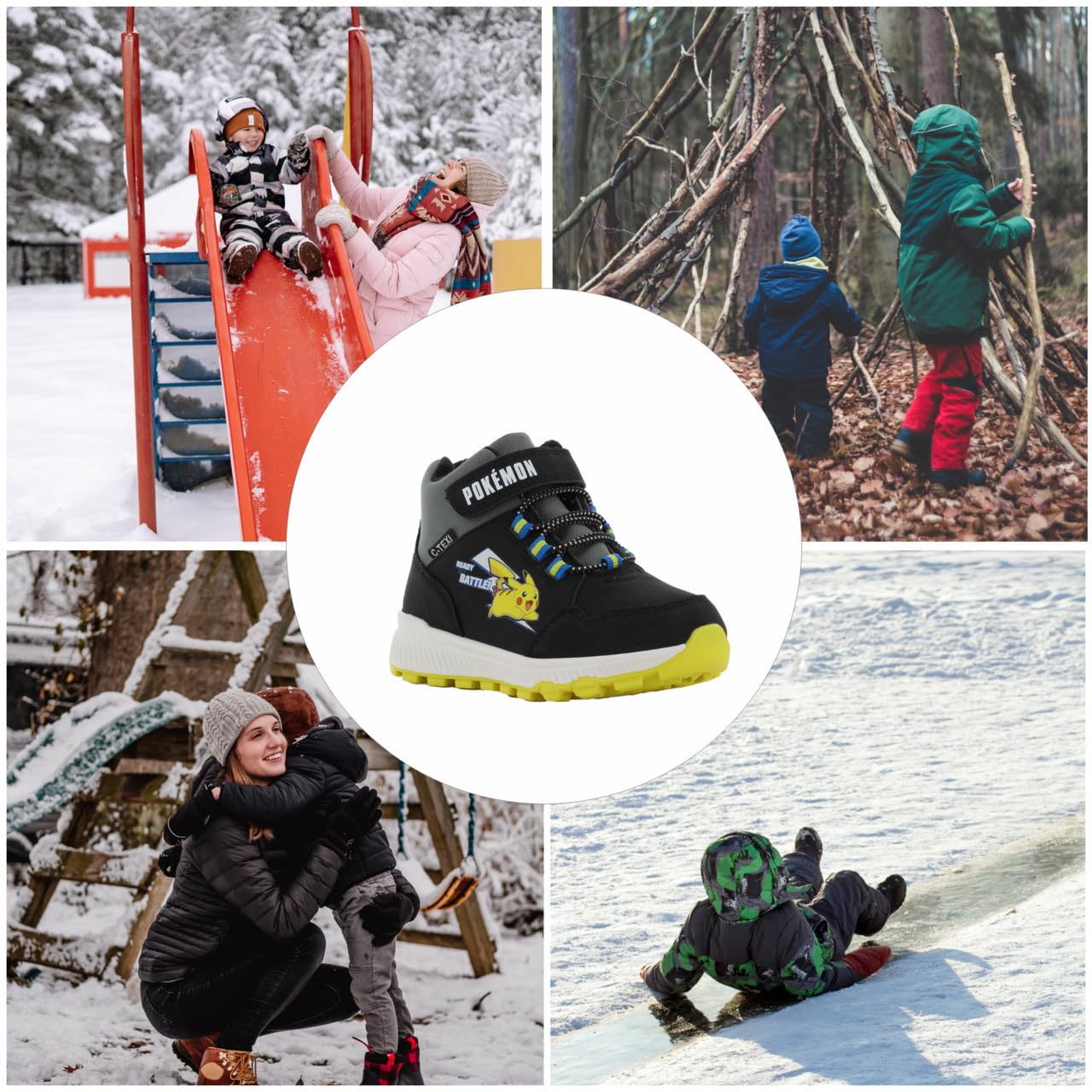 Leomil Pokémon Stivali da Neve Bambino Stivaletti Inverno Caldi | Scarpe Invernali Bambini Antiscivolo Stivaletti Invernali, Suola antiscivolo per i giorni freddi d’inverno, Pokémon 30 Years