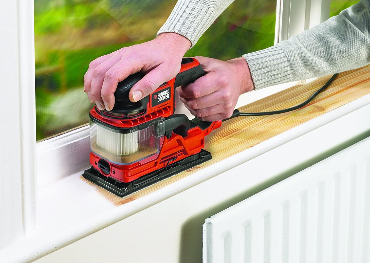 Black+Decker KA330EKA-QS - Lijadora orbital DUOSAND 260W 1/3 de hoja, 6 hojas de lija, maletín