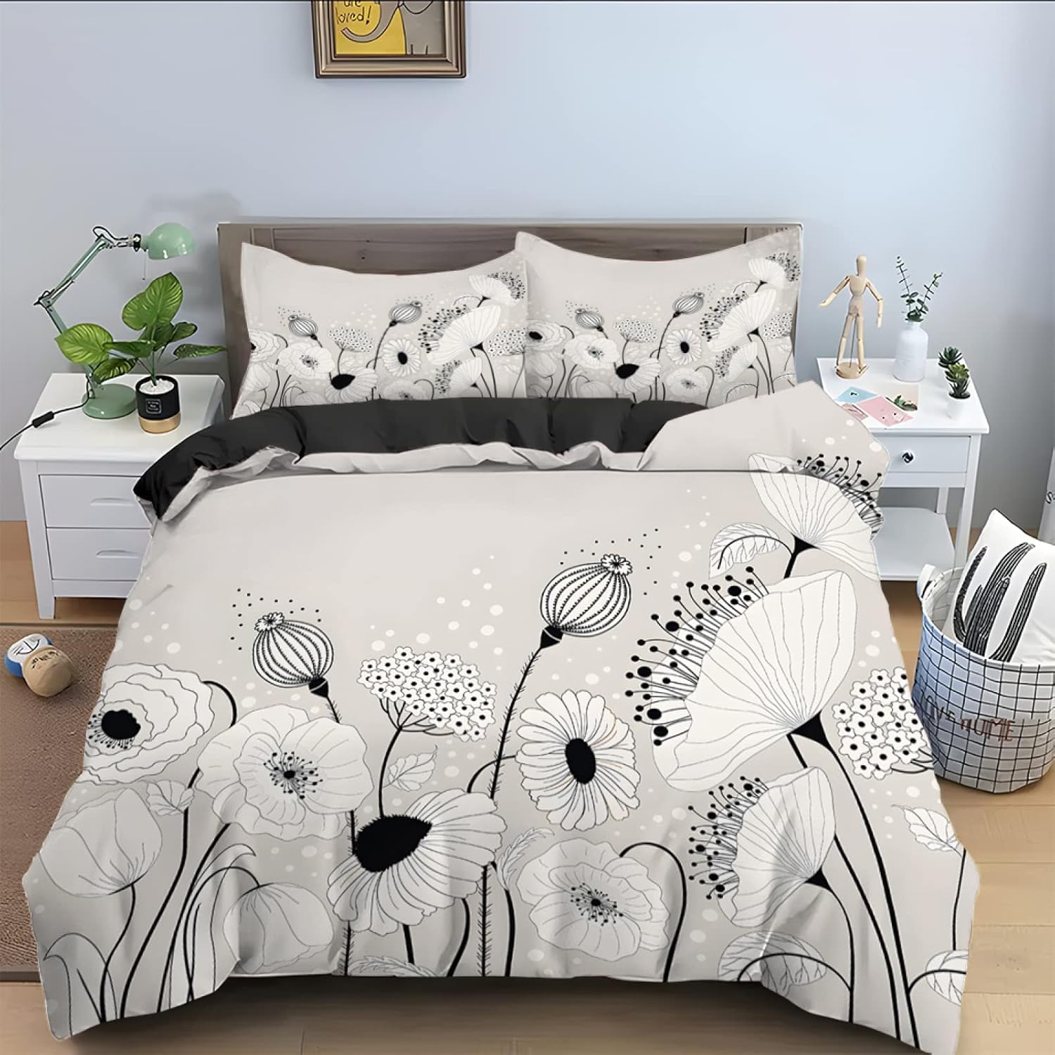 Housse de couette 240x260 douce et confortable impression 3D coquelicot