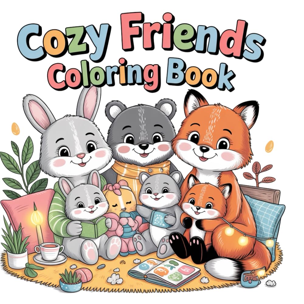 Cozy Friends Coloring Book: A Cute and Cozy Coloring Book for Kids and Adults