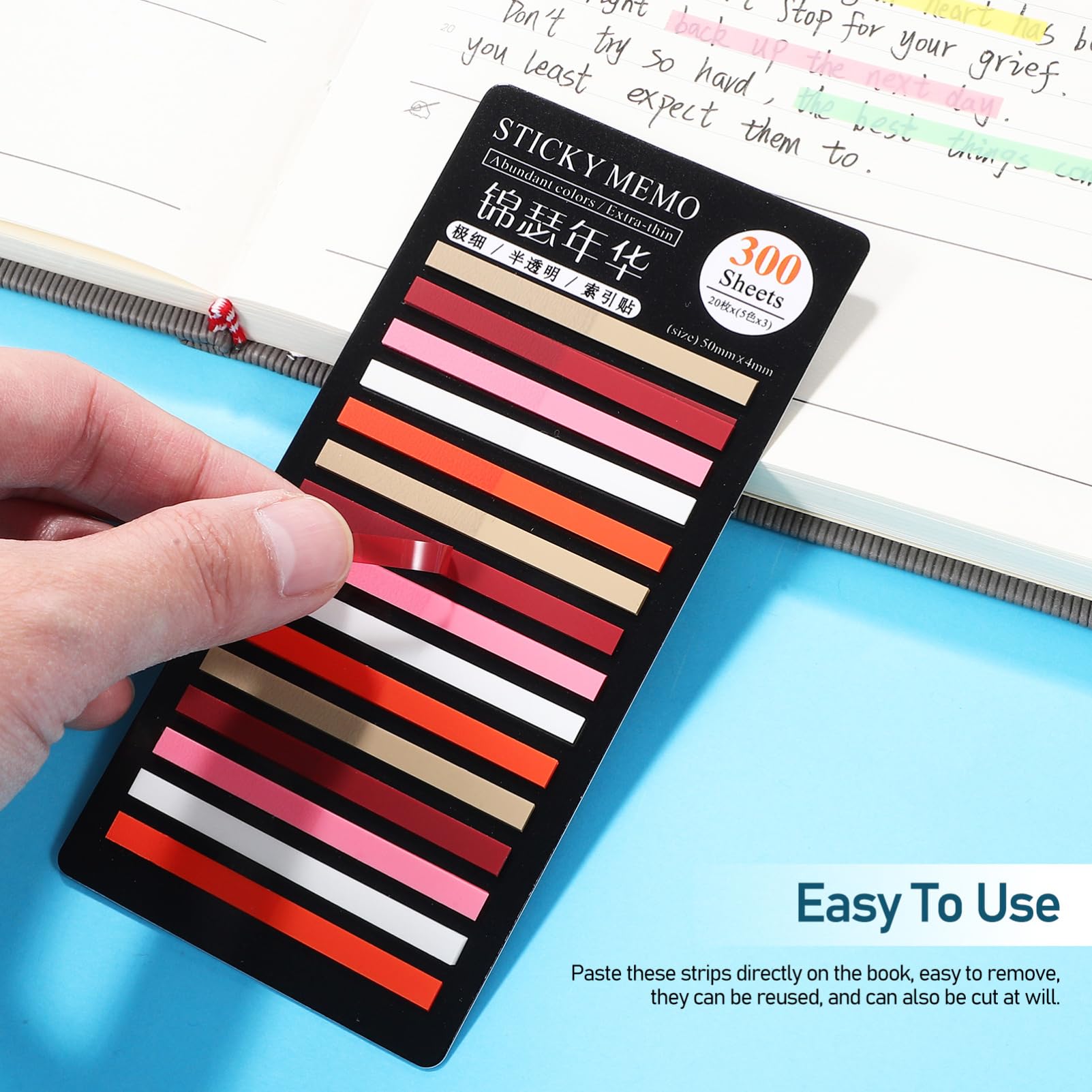 Tofficu 5 Sätze Index-aufkleber Buchmarker Buchmarkierungen Klebestreifen Für Bücher Klebrige Indexregisterkarten Das Etikett Highlighter Tape Klebrig Seitenmarkierungen Papier 8 Packs*5
