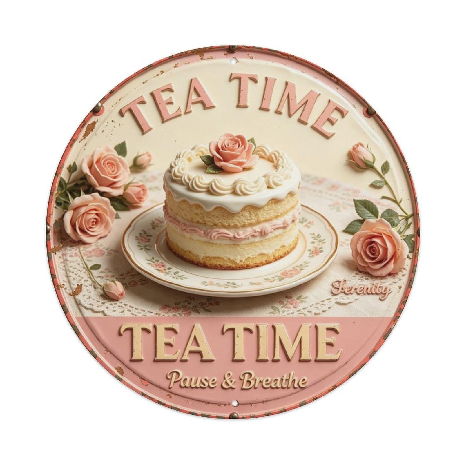 Pause & Breathe Metal Tin Sign Plaque