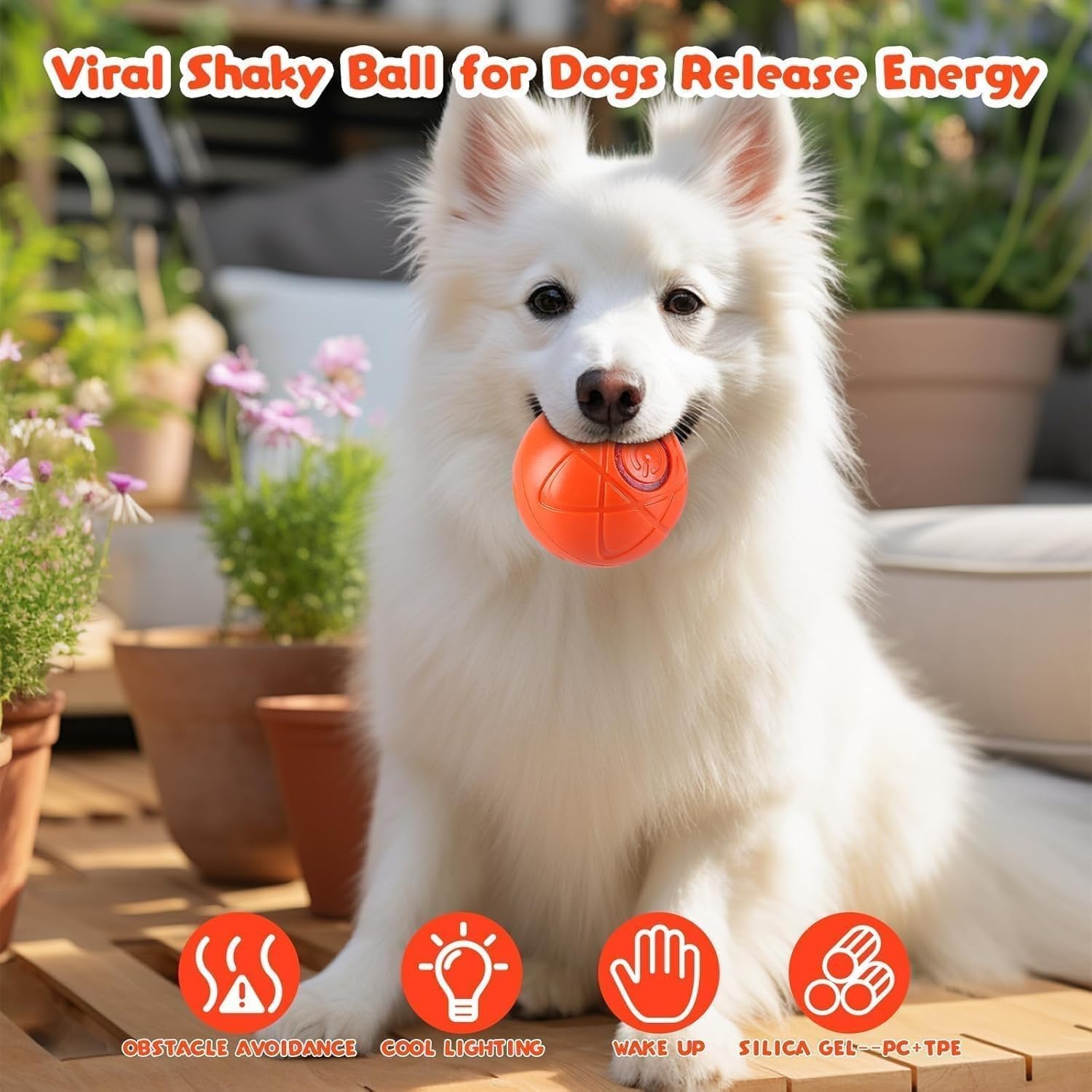 2 Pcs Shaky Ball Toy for Dogs, Vibrating Dog Balls, Interactive Dog Balls, Smart Jumping Ball Toy, Automatic Rolling, Keep Them Busy, Suit for All Dogs(Blue+Orange) — view 5
