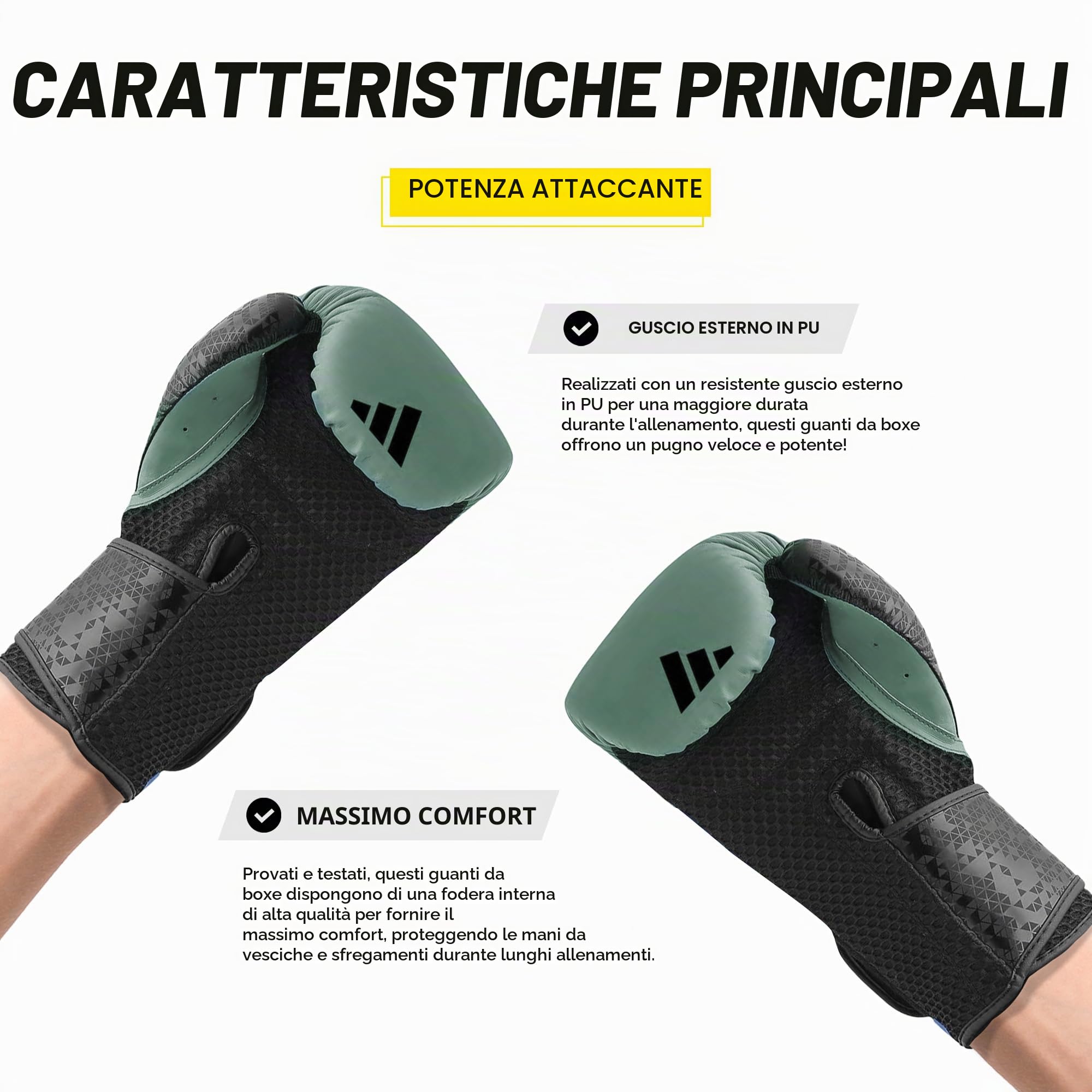 Guantoni da boxe Combat 50, verde/nero