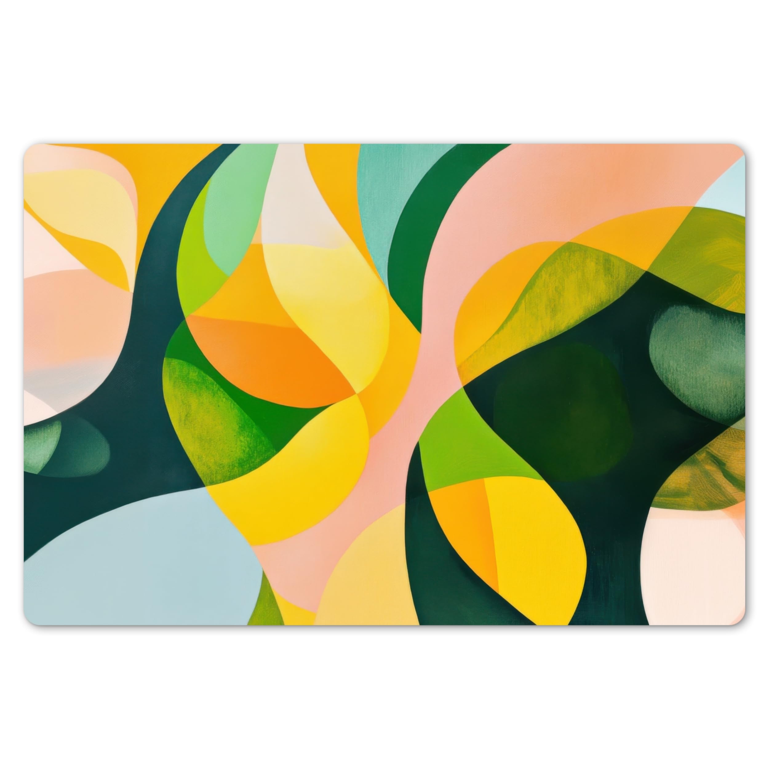 Kitchenyeah Abstract - Yellow Kitchenyeah© Dining Table Placemats 18"X12" / 45X30 Cm Wipeable Placemat Small Place Mats Set Of 6 Non Stick Mat Dinning Matts Anti Slip - Pink - Green