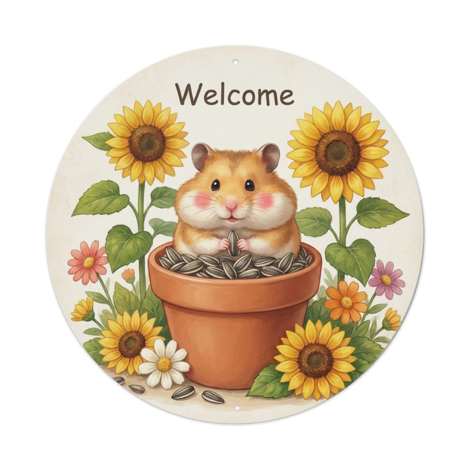 Metal Tin Sign Welcome Hamster Sunflower Seed