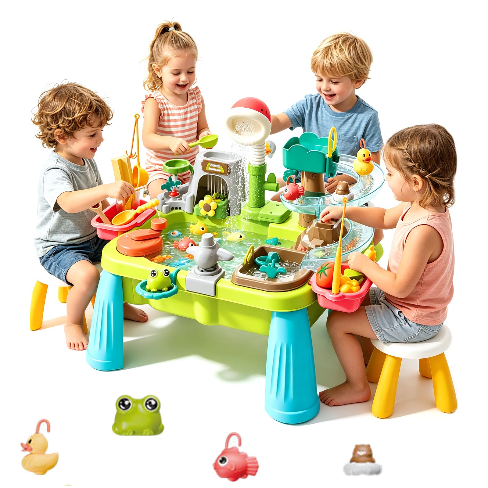 Balakaka Play Sink with Running Water 43pcs with Dinosaur Sensory Mist Spray, Kitchen Sink Toys with Electric Water Cycle, Kids Mini Pretend Role Educational Gifts for Boys Girls Ages 3+