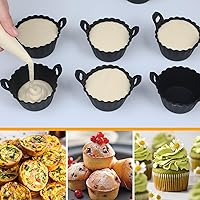 Vista 5 de Koluti Juego de 12 Tazas de Silicona Reutilizables para Hornear, Molde Antiadherente para Muffins y Cupcakes con Doble Asa, Sin BPA, Mini Forros