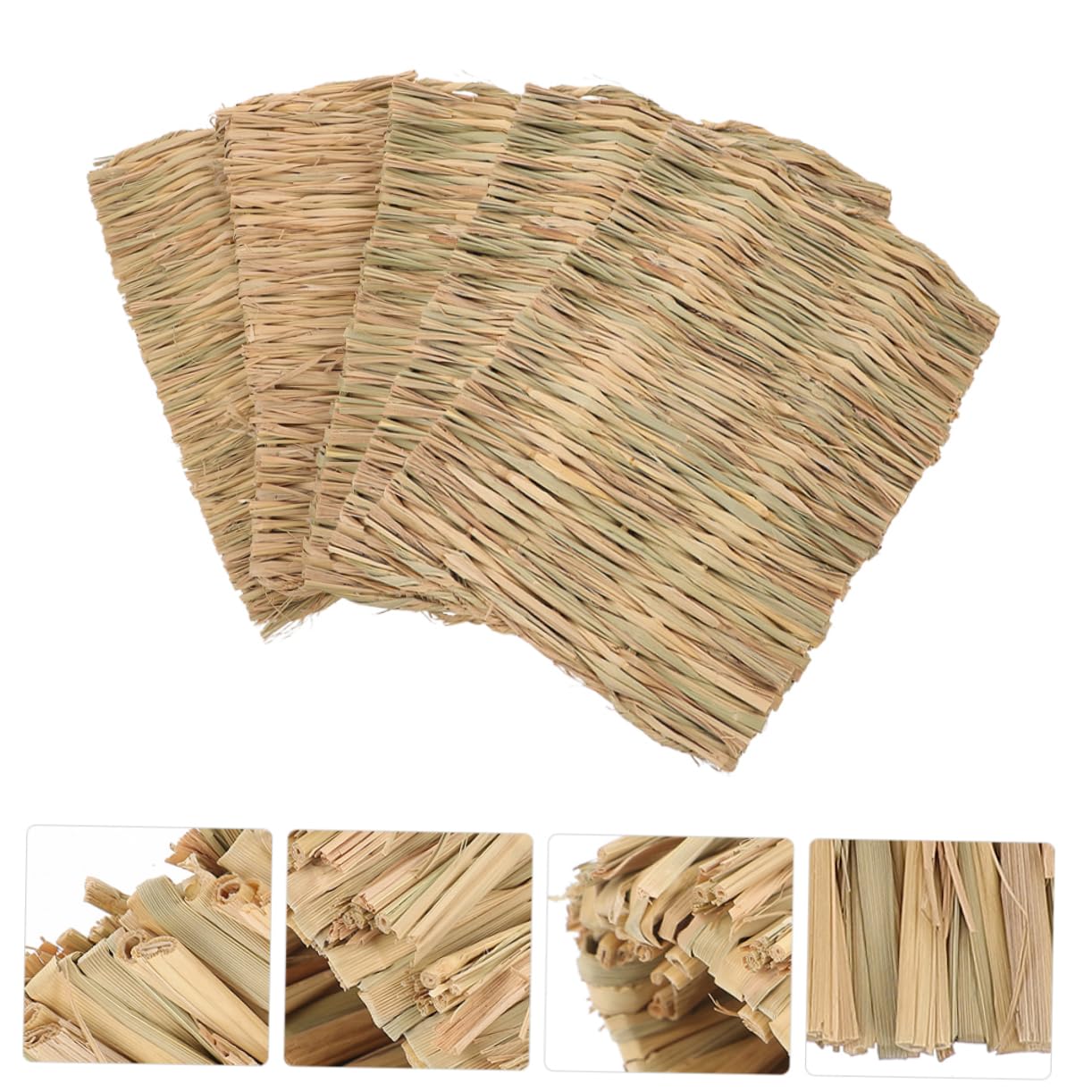 DOITOOL 5pièces Tapis Herbe pour Lapin Et Petits Animaux Tapis De Lit Tissé Herbe Naturelle pour Cochon Et Chinchillas
