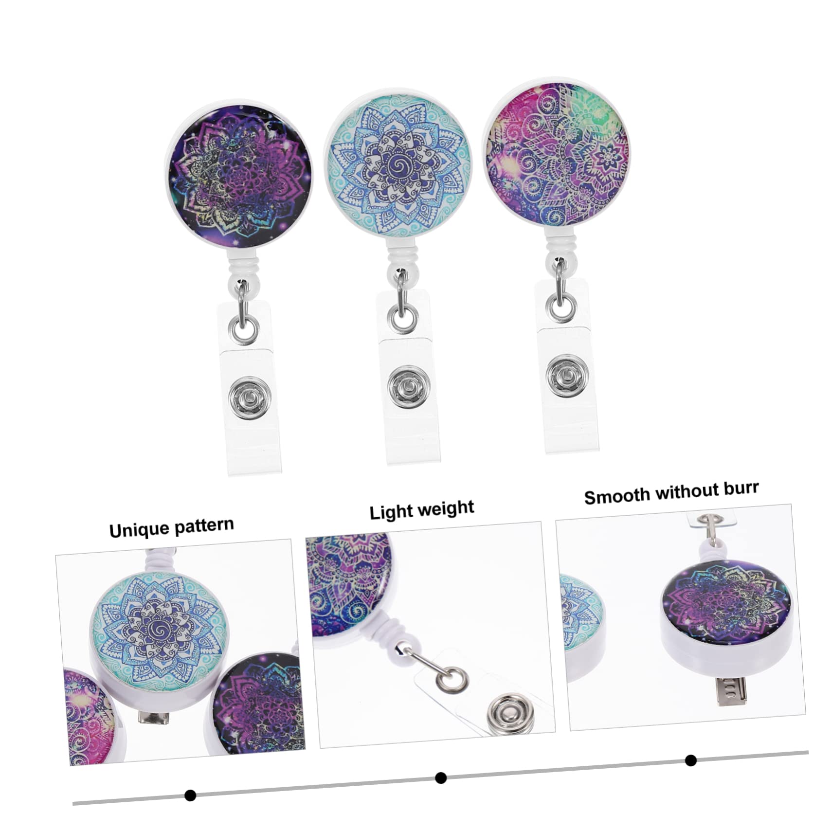 Lurrose 4 Set Di Porta Tessere Identificative Cordini Porta Badge Retrattili Clip Per Badge Rotanti Fibbie Per Badge Per Forniture Di Lavoro 3 Pezzi * 4