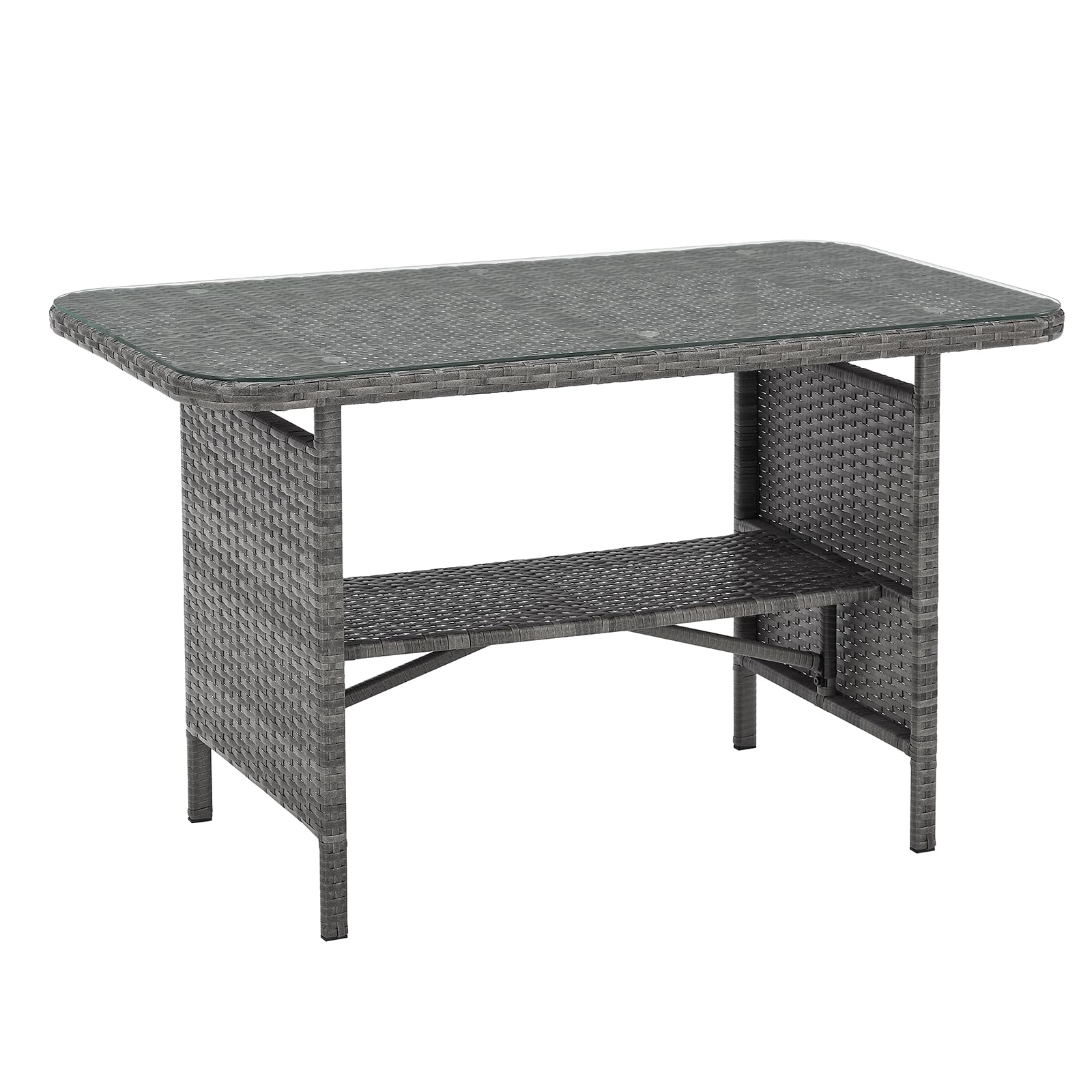 SVITA Dallas Gartensitzgruppe Polyrattan 4-teilig Outdoor Set mit 2 Sesseln 2er-Sofa & Esstisch Wetterfestes PE-Rattan Stahlrahmen & Sitzkissen Grau