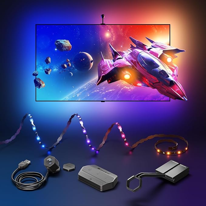 Nanoleaf 4D V2 TV LED Backlight, Smart Addressable Gradient Lightstrip Kit with Screen Sync, Multicolor Immersive LED Lightstrip Zigzag, Bias Lighting for Home Theatre & Gaming, Fits Up to 65