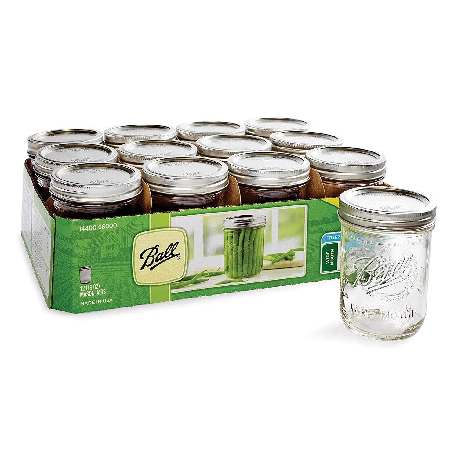Ball Wide Mouth Pint 16-Ounce Glass Mason Jar with Lids and Bands, 12-Count - Image 4