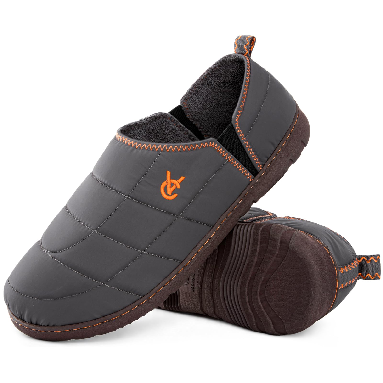 Men's Quilted Two-Tone Slippers with Anti Skid Outsole