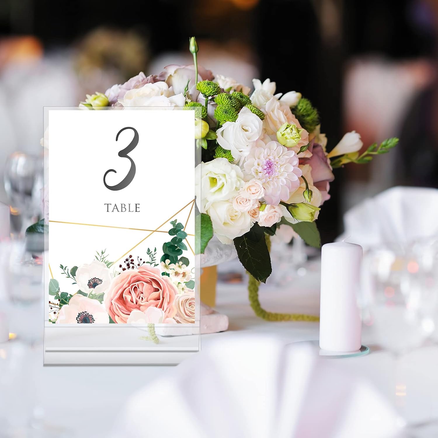 Yulejo 24 Pack Acrylic Sign Holder, Plastic Clear Table Display Holder Double Sided Menu Display Stands T Shaped Card Picture Frames for Office, Weddings, Meetings, Hotels (5 x 7 Inches)