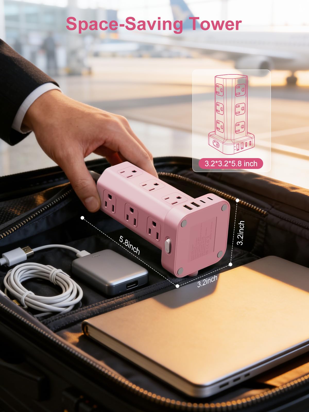 Pink Surge Protector Tower - 16 USB Outlets! -7 Pink Surge Protector Tower - 16 USB Outlets! -7