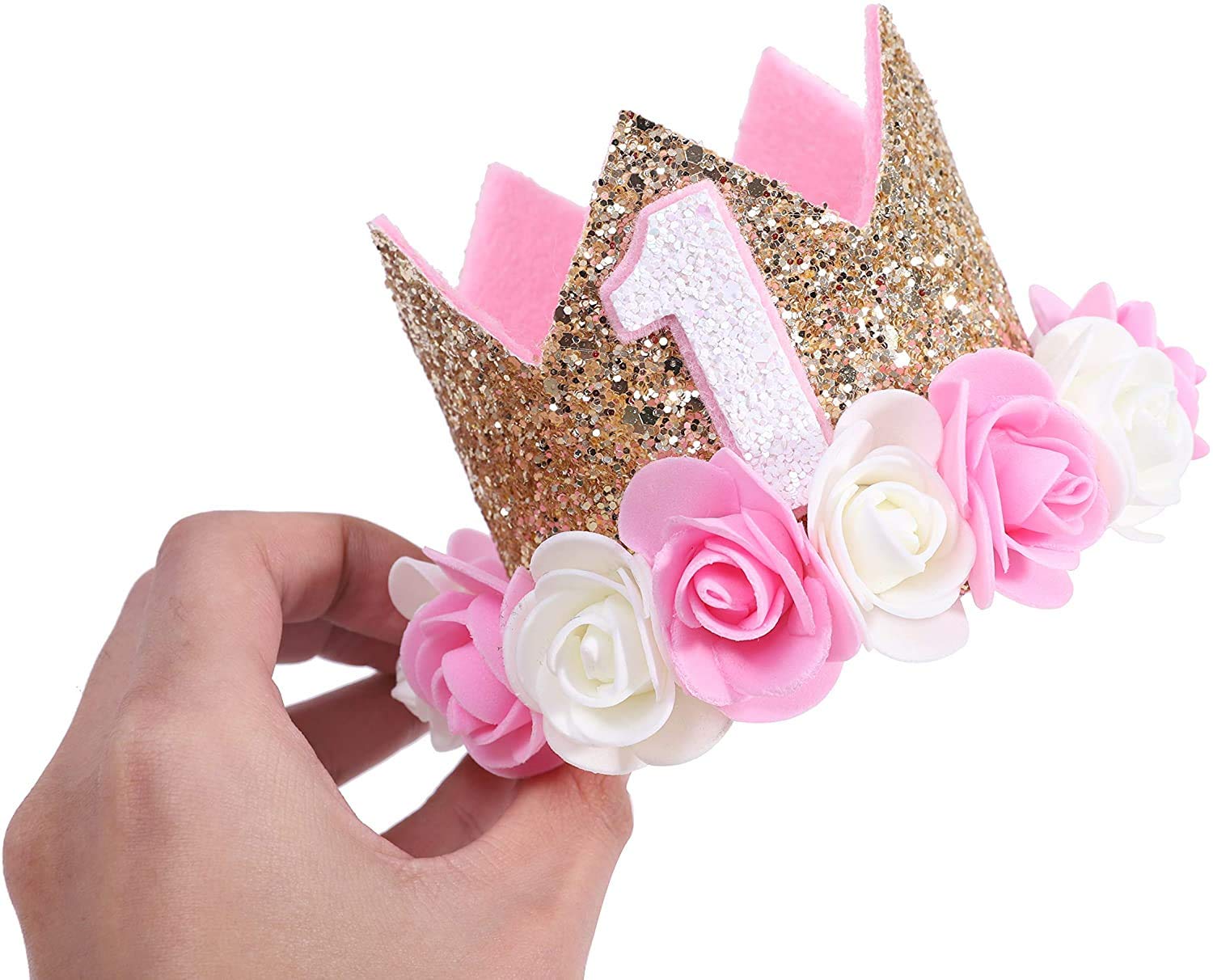 Party Propz 1st Birthday Hats for Kids- Set of 1 | Party Hats for Kids Birthday | Birthday Hats for 1st Birthday Decoration | Crown for 1 Year Baby Queen | Baby Birthday Items | Birthday Cap for Girls 1