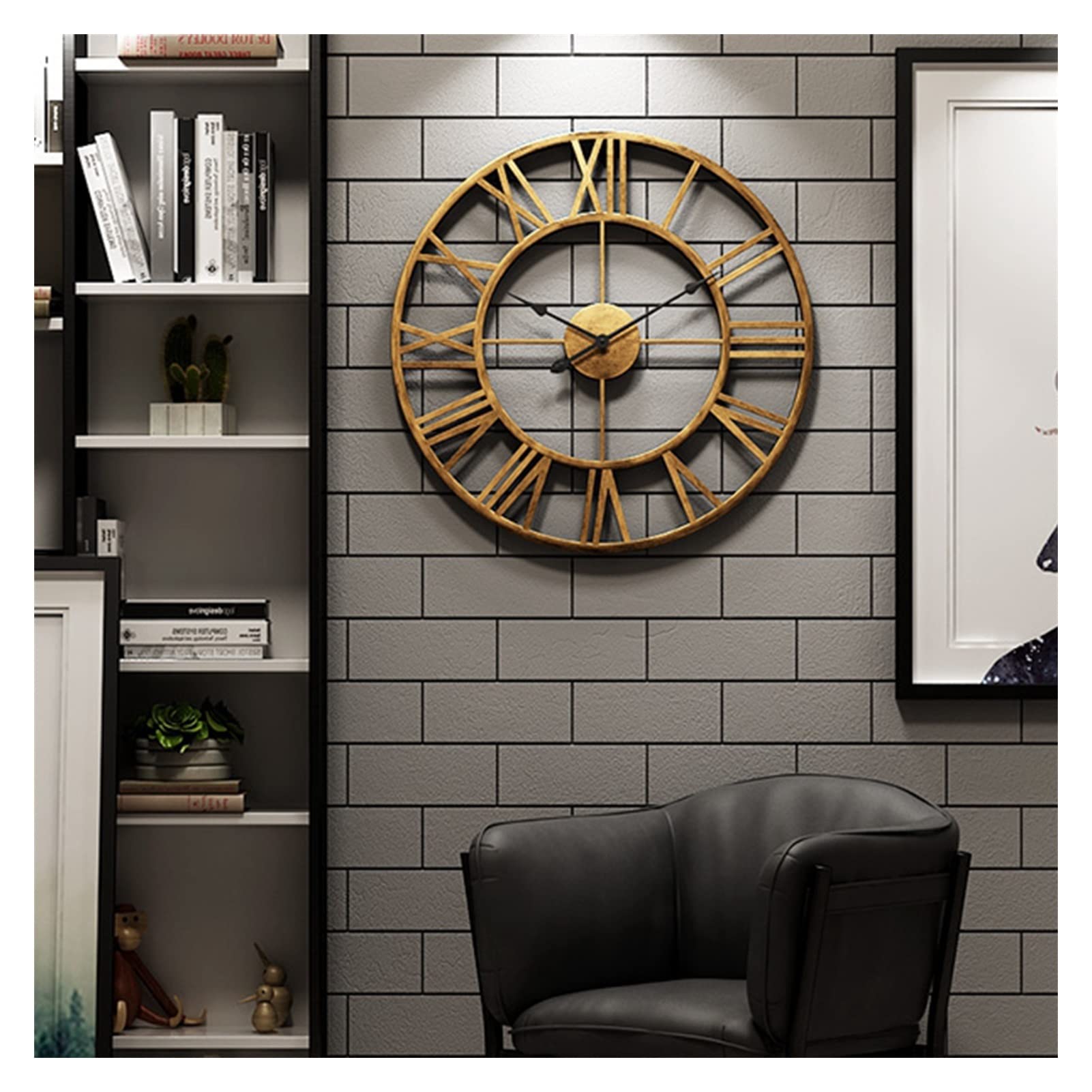 Saturey Relojes de Pared Metal Retro 6 0cm Reloj de Pared Grande Estéreo Número Romano Mute Reloj de Pared Decorativo Relojes de Pared Salon