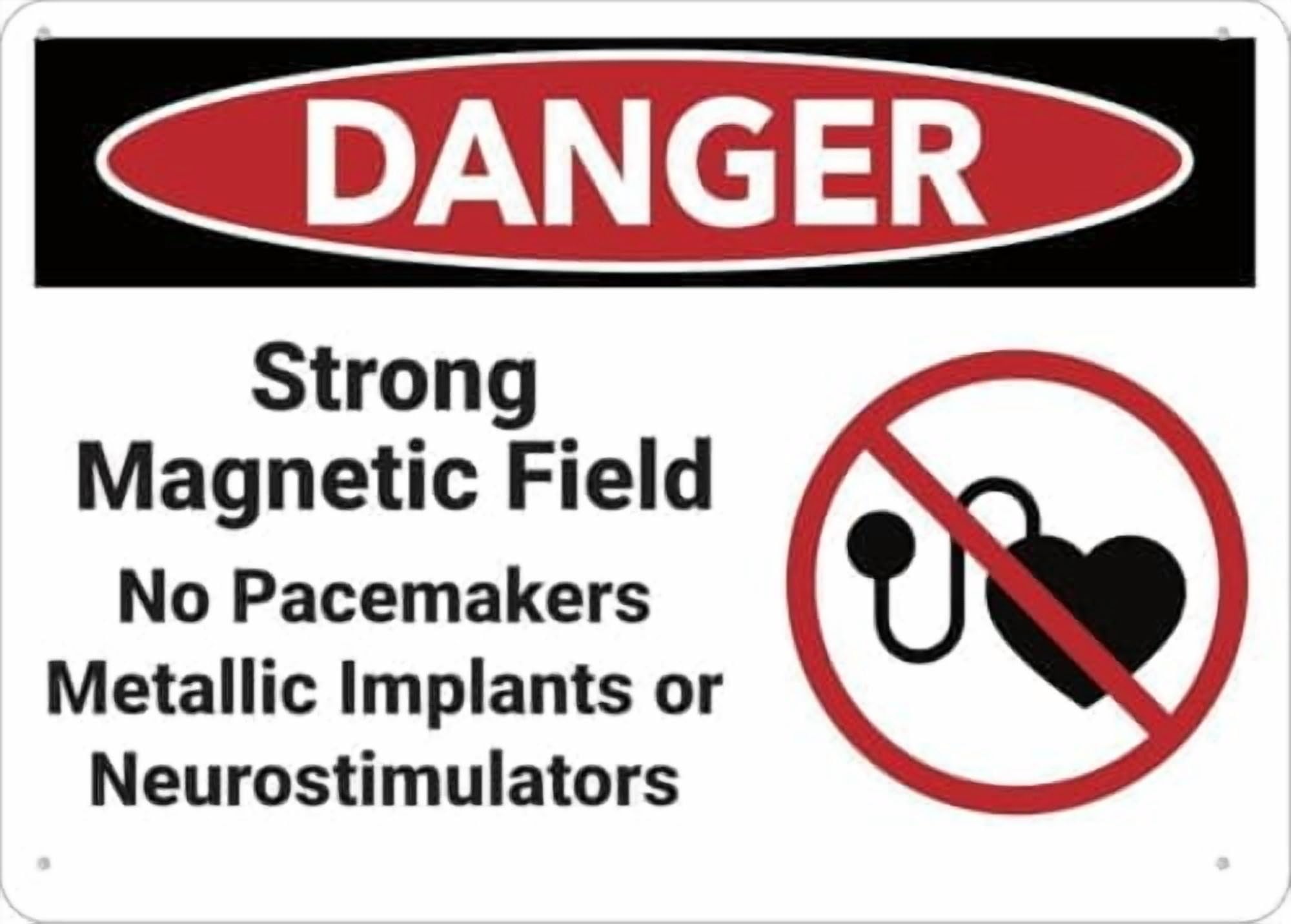 (2-Pack) Warning Metal Tin Sign - Danger Strong Field, Warning Sign, for Home, Kitchen, Farm, Garden, Garage, Wall Decor, for Garage, Warehouse, Industrial Decor, 12X8 Inch