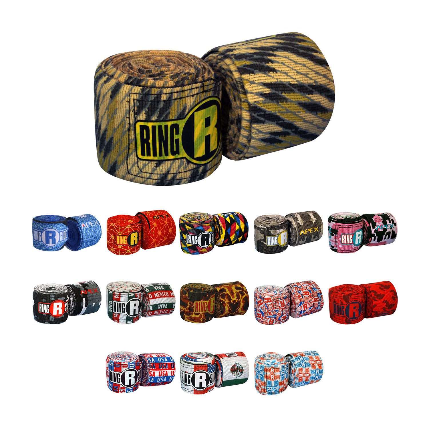 Ringside Apex 180” Boxing Hand Wraps Pair - Durable, Elastic Training Wraps with Hook & Loop Closure, Multi-Color Options, Perfect for MMA, Muay Thai, Kickboxing