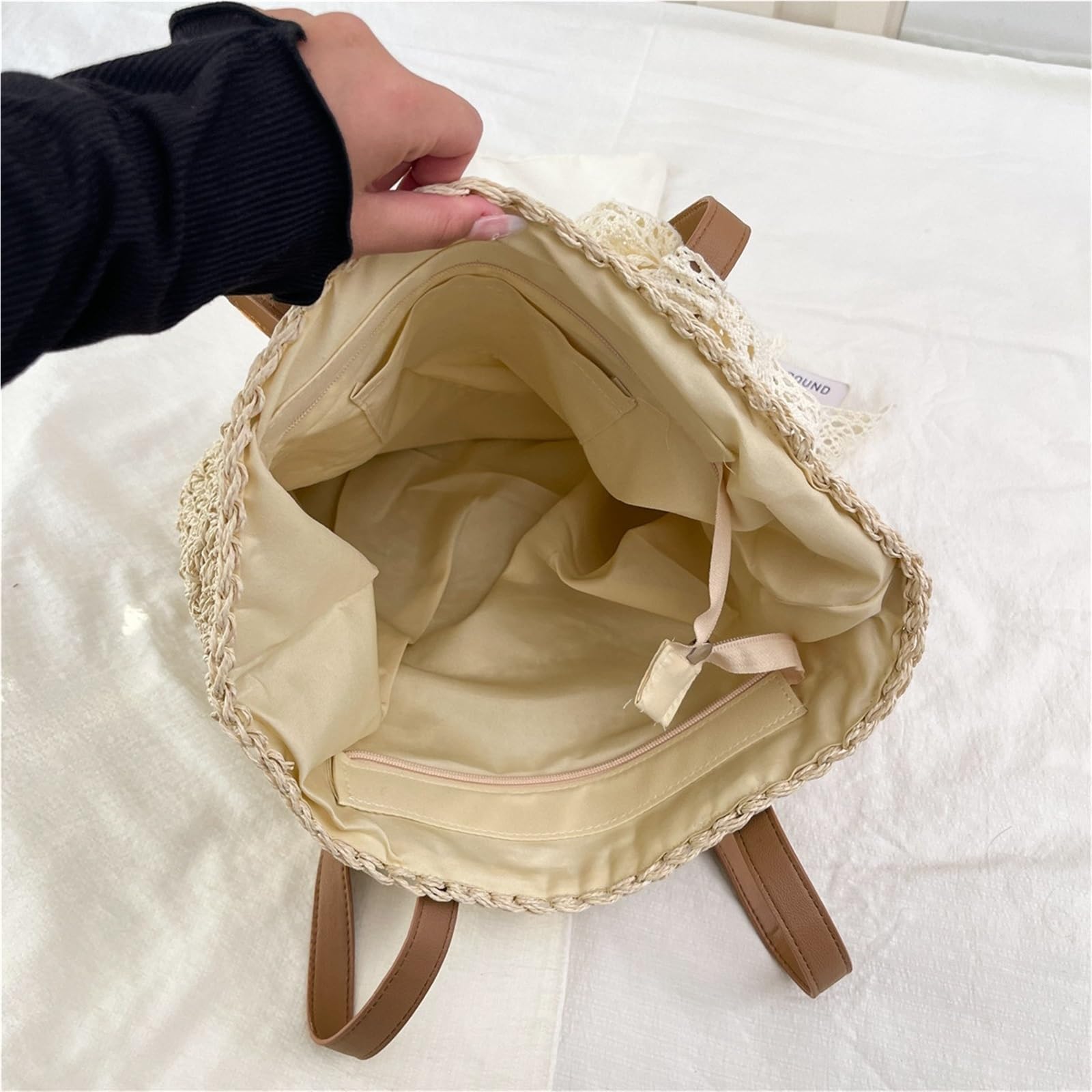 borsa donna estiva Borsa for la spesa a spalla intrecciata in paglia casual da donna di grande capacità spiaggia