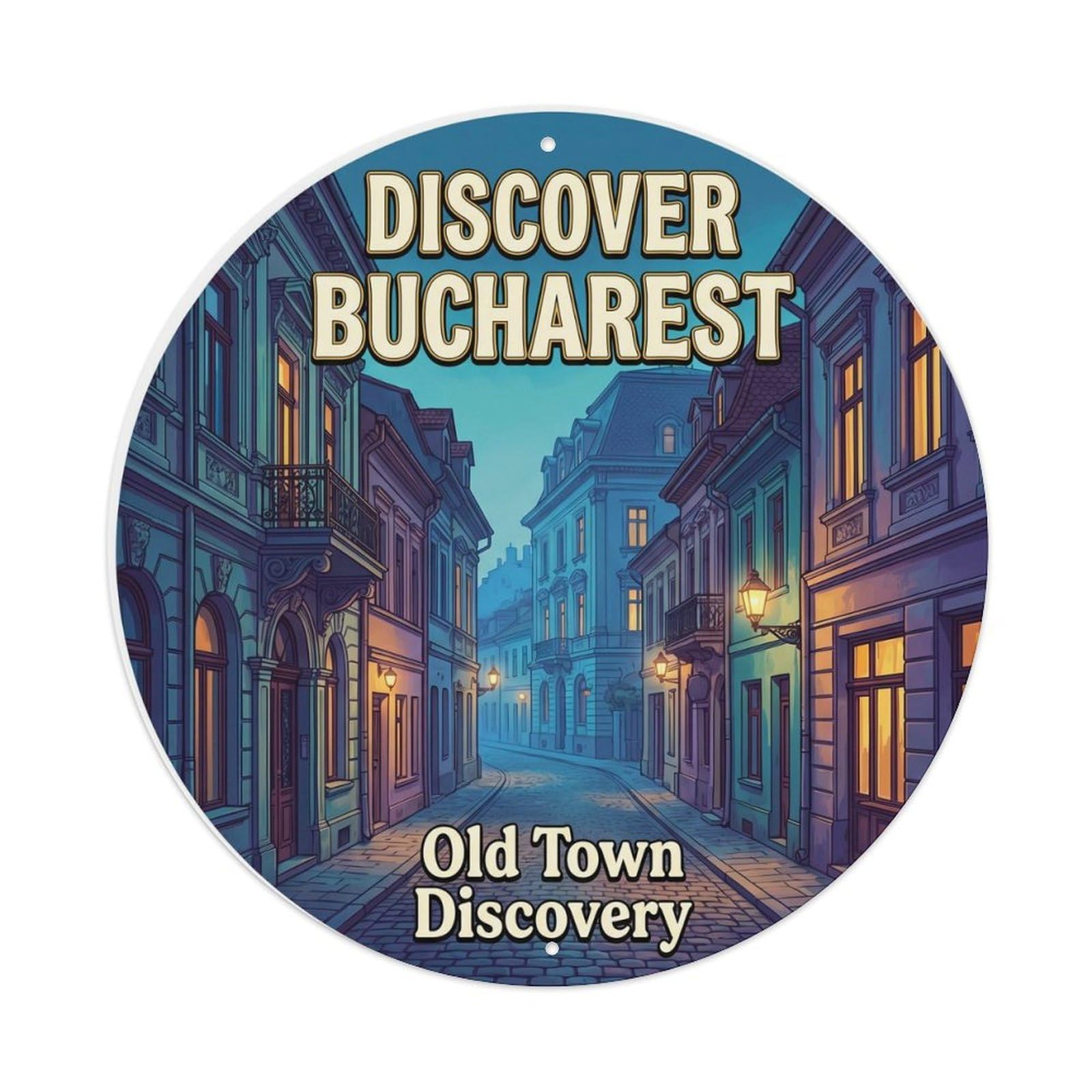 Vintage Travel Bucharest Oldtown Discovery 1 Metal Tin Sign