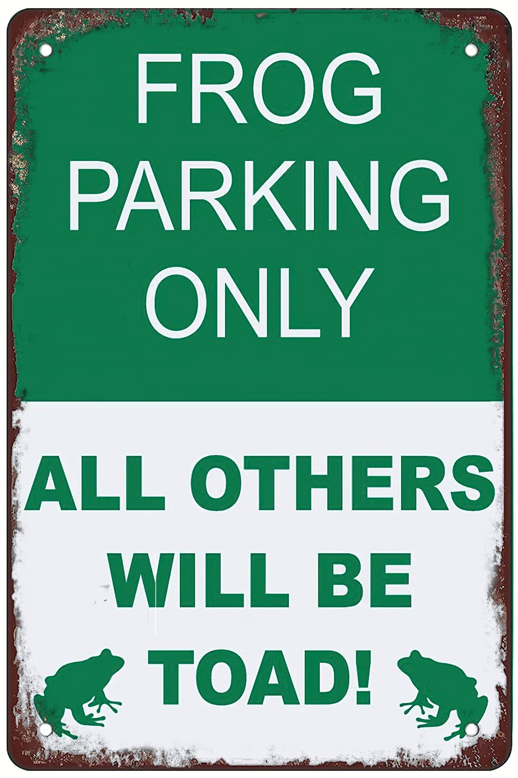 Metal tin Sign Frog Parking lot only-Vintage Aluminum tin Logo Garden Logo Bar Restaurant Family Farm Garage Art Festival Gift Wall Logo 5.5x8inch