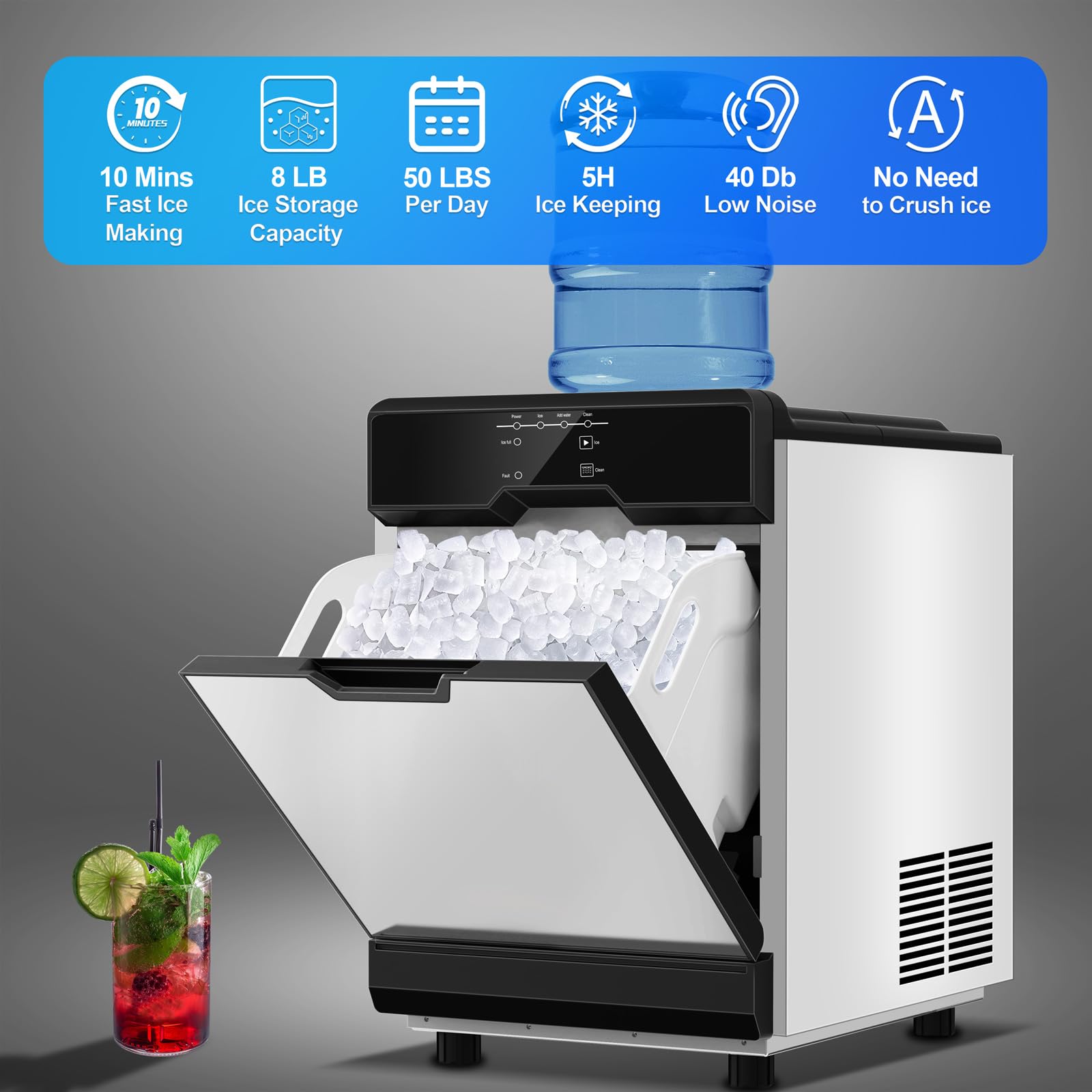 Stainless Steel Ice Machine for Commercial and Home Ice Makers, Easy-Grip Handle, Silver Kitchen Ice Shovel on Fridge.com