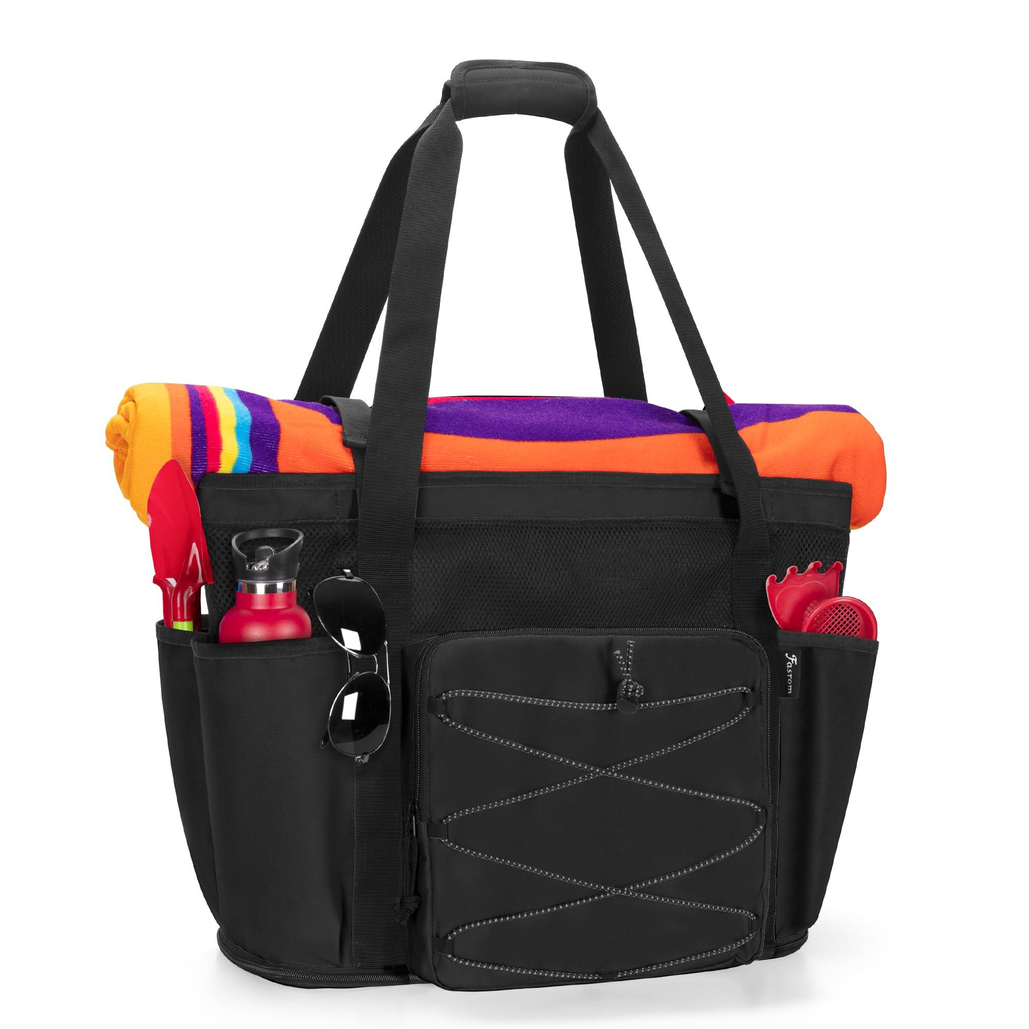 Fasrom Large Mesh Beach Bag with Zipper Bottom, Oversized Beach Bag Tote with Wet & Dry Separation for Pool or Beach Travel