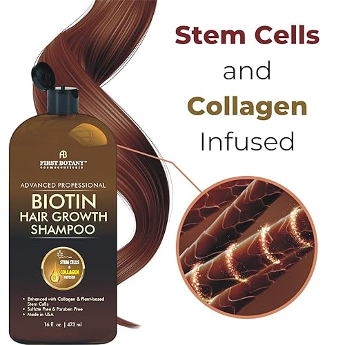 Miniatura 2 de Champú para el crecimiento del cabello y contra la caída del cabello, 16 onzas líquidas, con bloqueadores de DHT, colágeno y células madre, champú