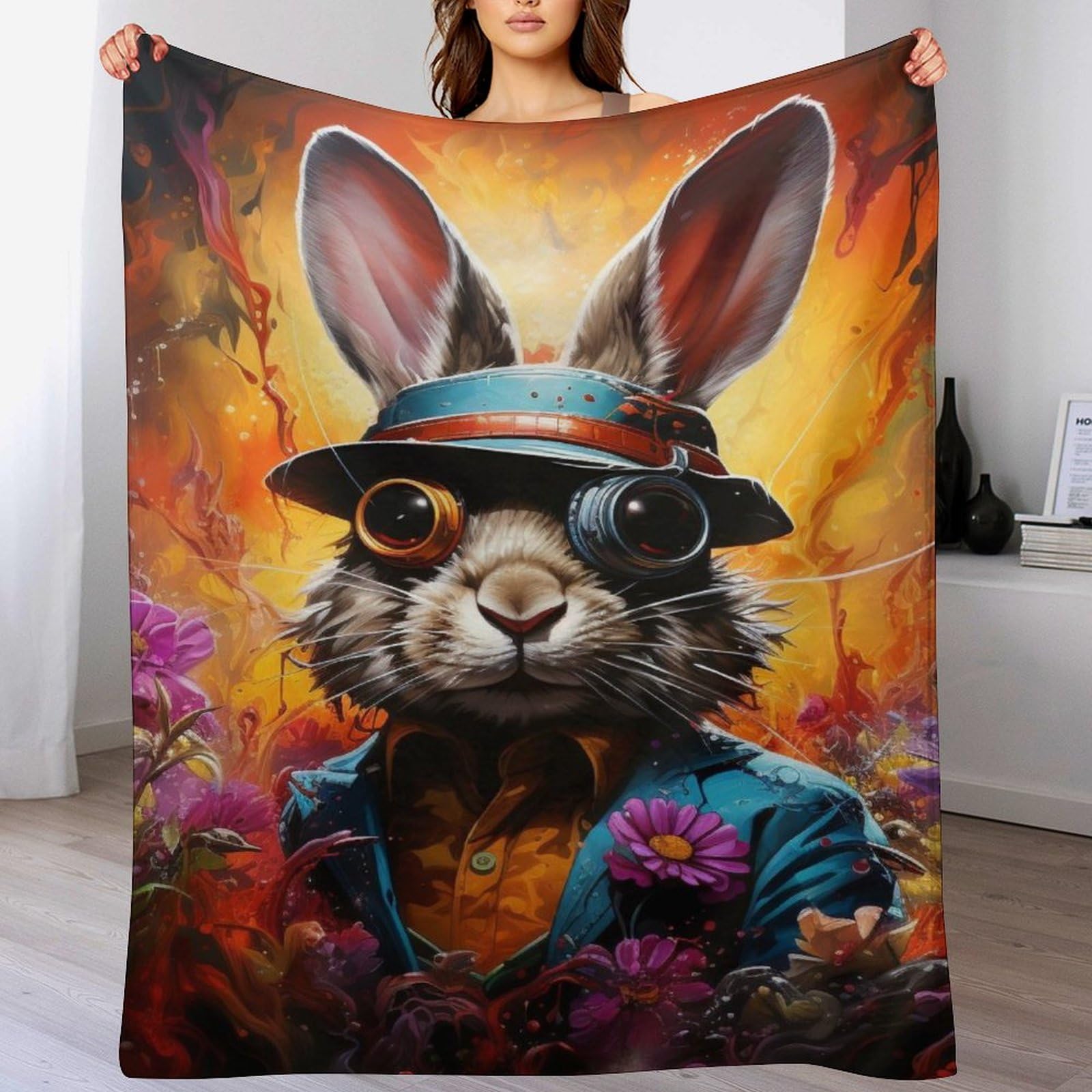 Couverture en flannel lapin pour soirées cocooning au salon ou escapades camping
