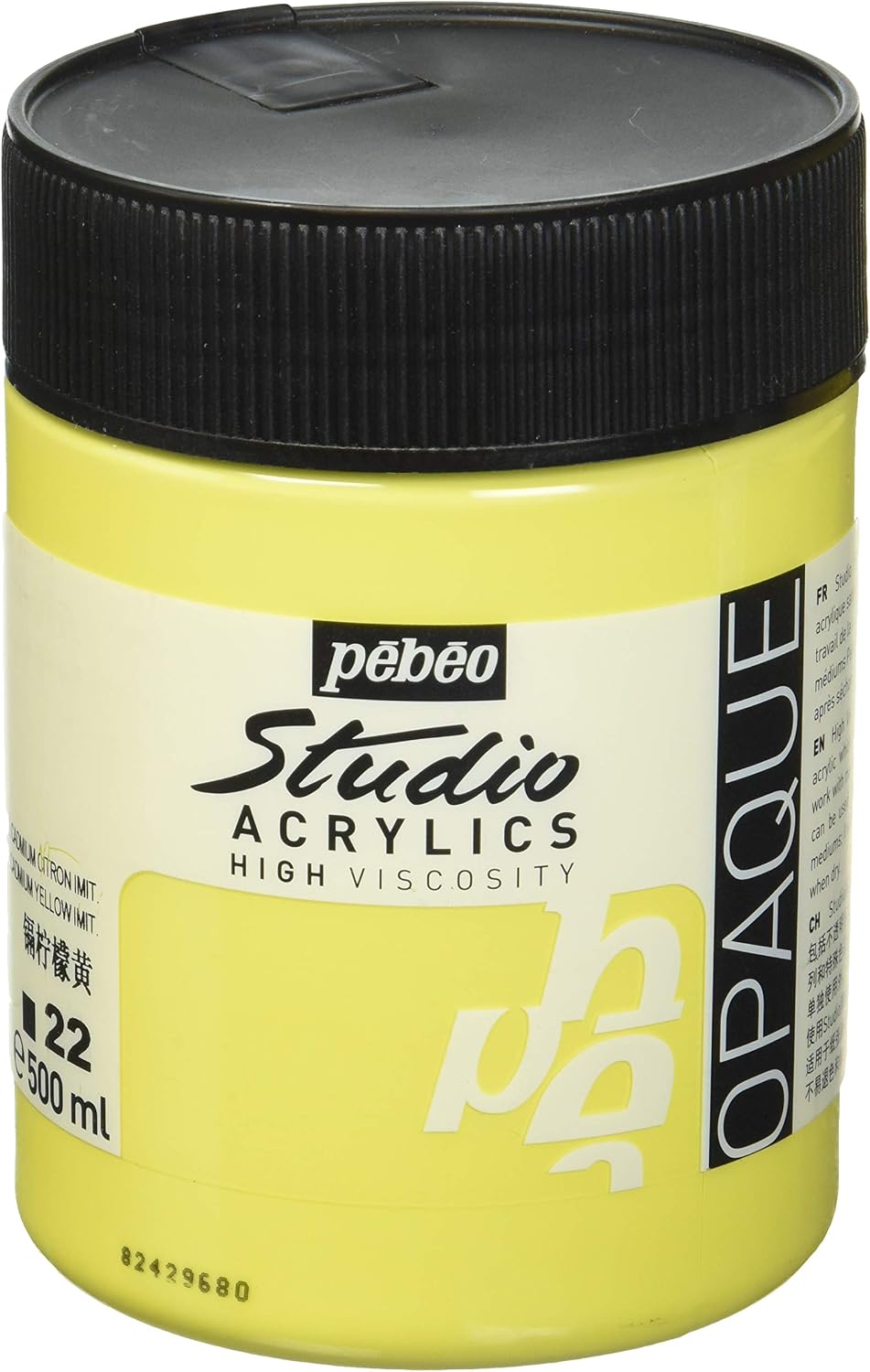 Pebeo Studio Acrylics HV 500 ml Lemon Cadmium Yellow Hue, Jars